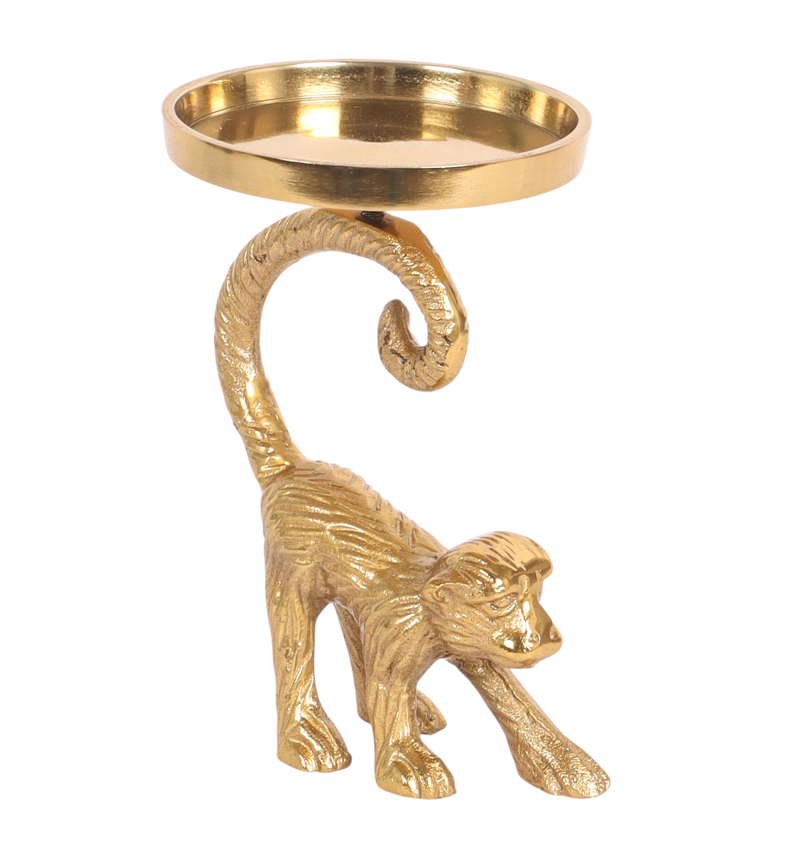 Aluminum Finish Monkey Candle Holder | Elegant Metal Monkey Tail Tealight Stand | Decorative Candle Stand for Home