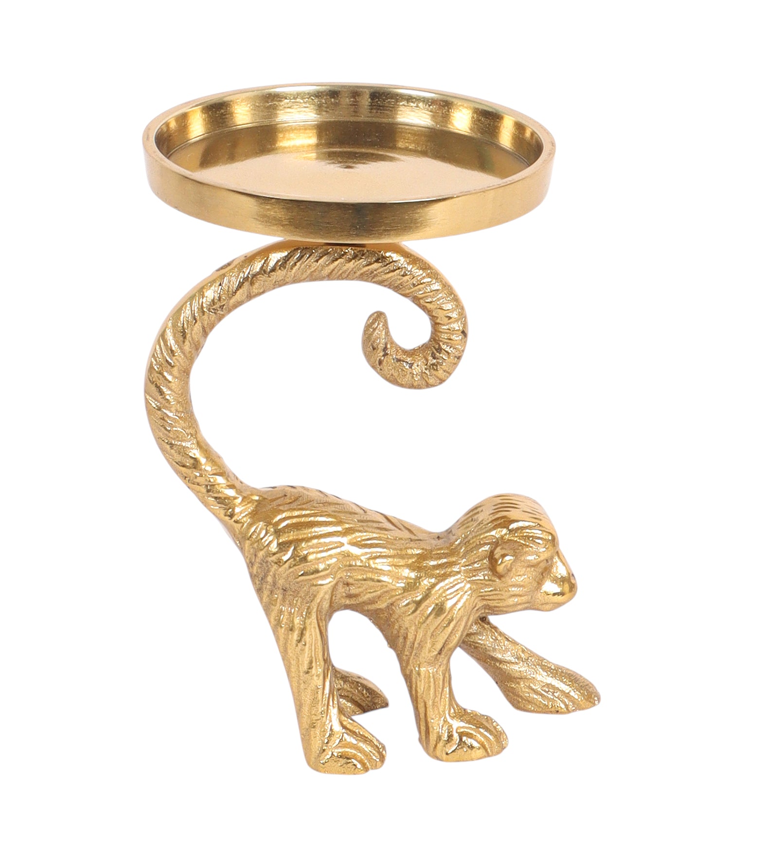 Aluminum Finish Monkey Candle Holder | Elegant Metal Monkey Tail Tealight Stand | Decorative Candle Stand for Home
