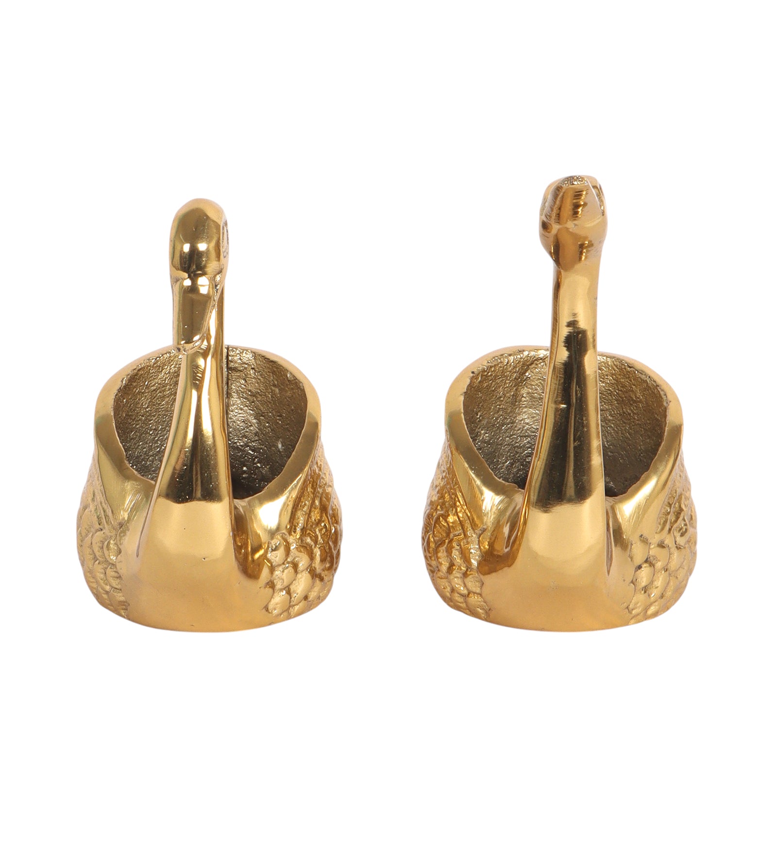 Kissing Swan Pair Showpiece, Aluminum Tealight Candle Holders, Golden Swan Showpiece for Living Room, Housewarming Gifts, Diwali