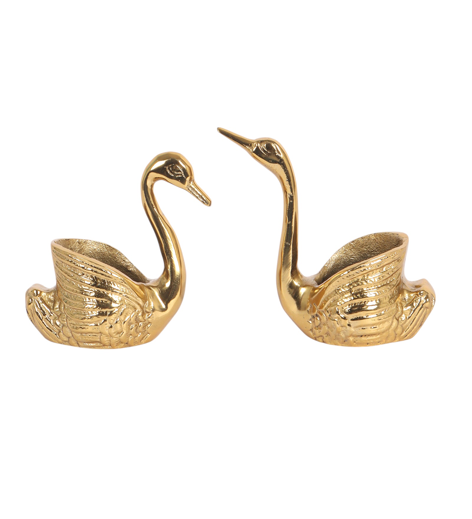 Kissing Swan Pair Showpiece, Aluminum Tealight Candle Holders, Golden Swan Showpiece for Living Room, Housewarming Gifts, Diwali