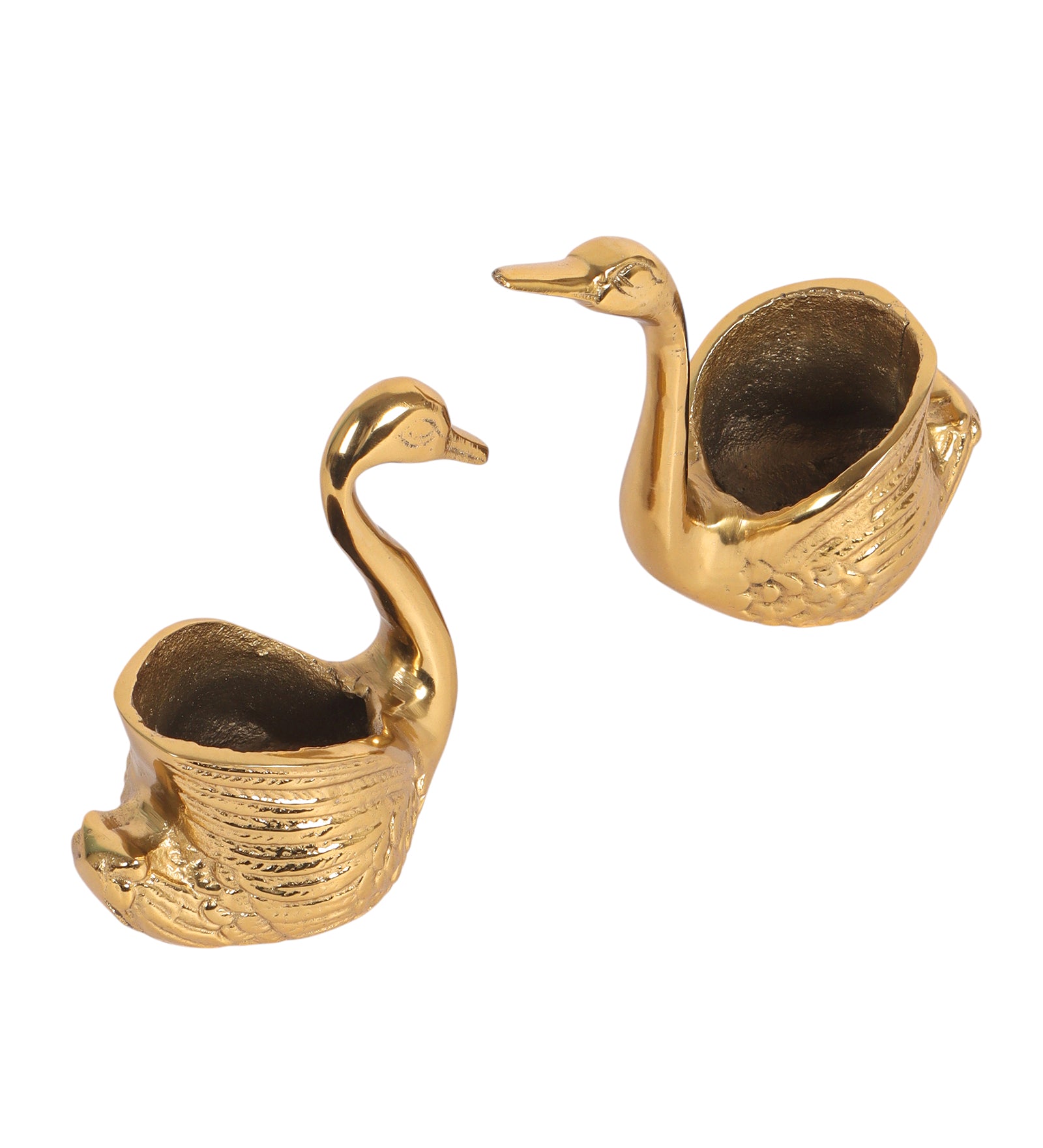 Kissing Swan Pair Showpiece, Aluminum Tealight Candle Holders, Golden Swan Showpiece for Living Room, Housewarming Gifts, Diwali