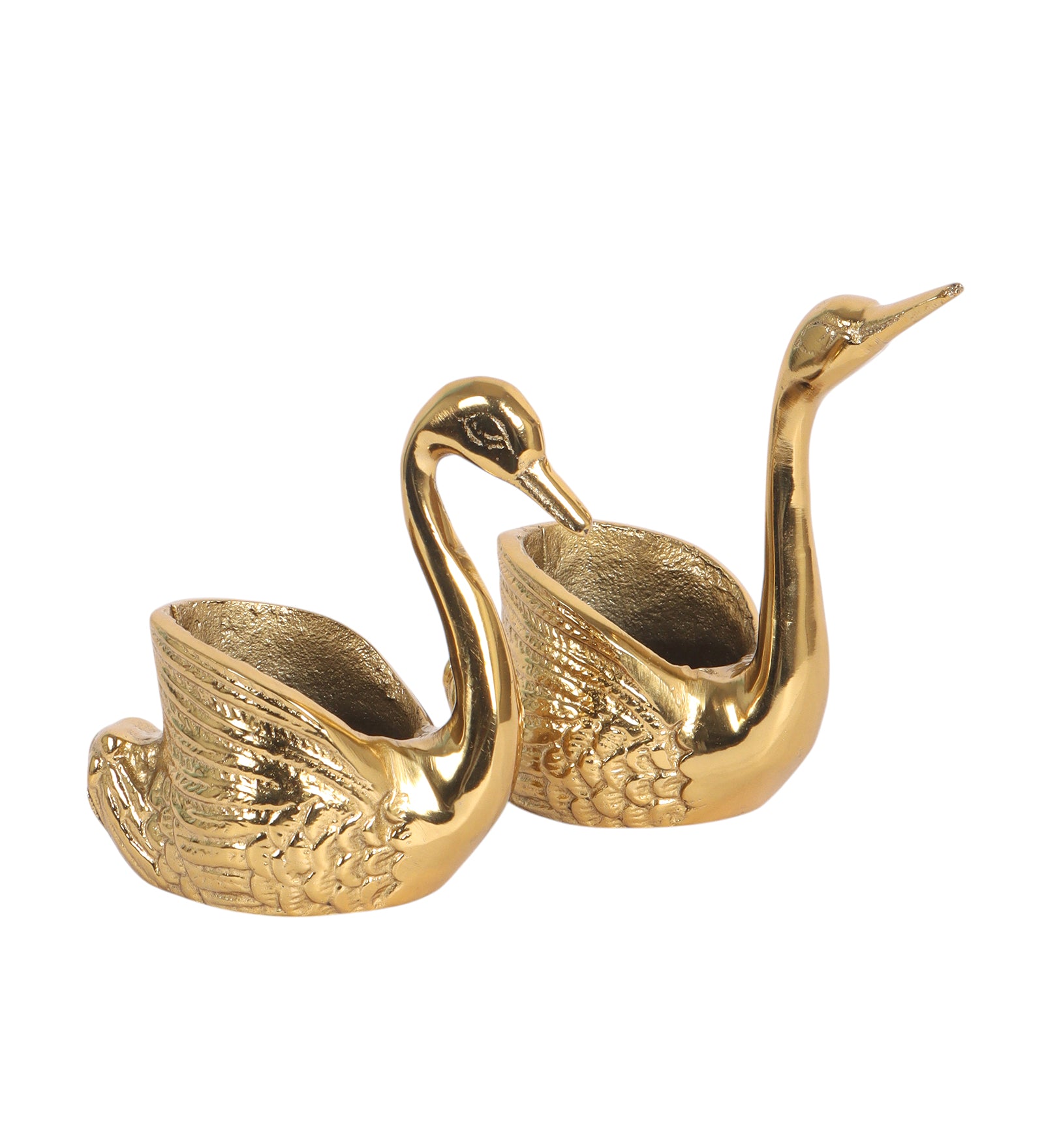 Kissing Swan Pair Showpiece, Aluminum Tealight Candle Holders, Golden Swan Showpiece for Living Room, Housewarming Gifts, Diwali