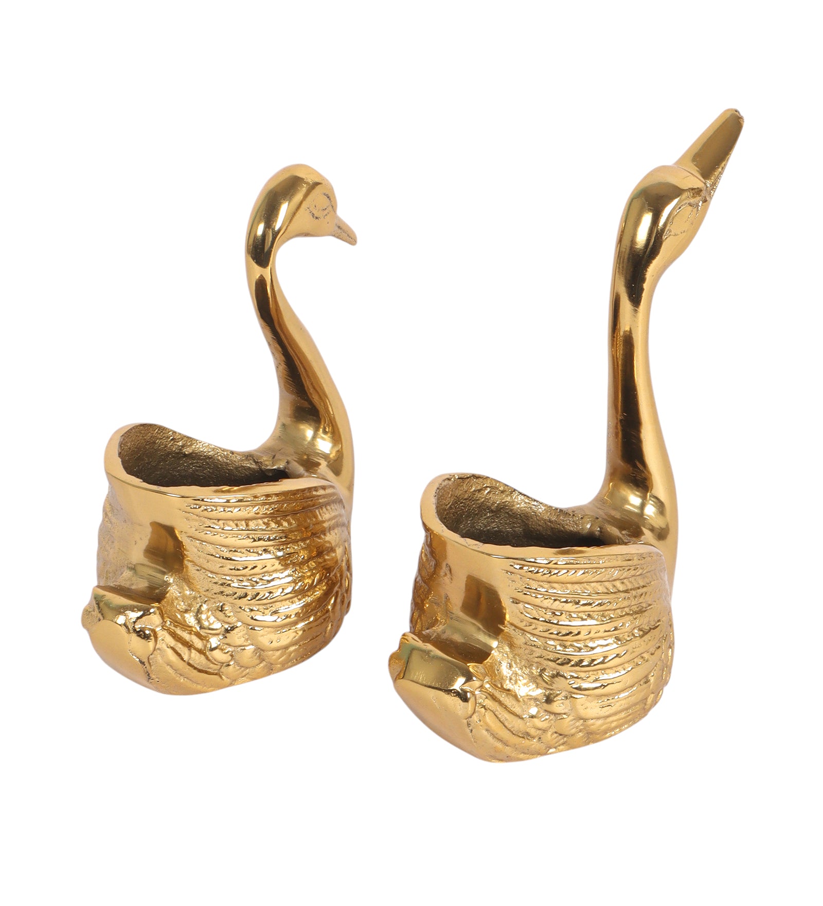 Kissing Swan Pair Showpiece, Aluminum Tealight Candle Holders, Golden Swan Showpiece for Living Room, Housewarming Gifts, Diwali