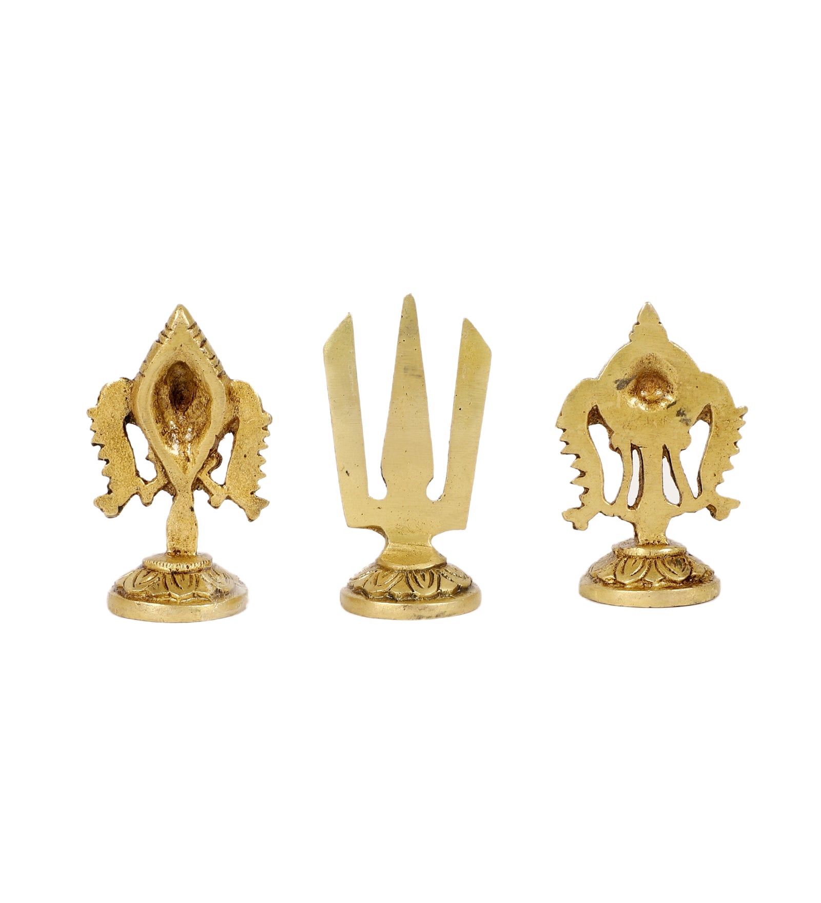 Brass 3 Inches Shankh Chakra Namah Idols, Standard, Antique Yellow