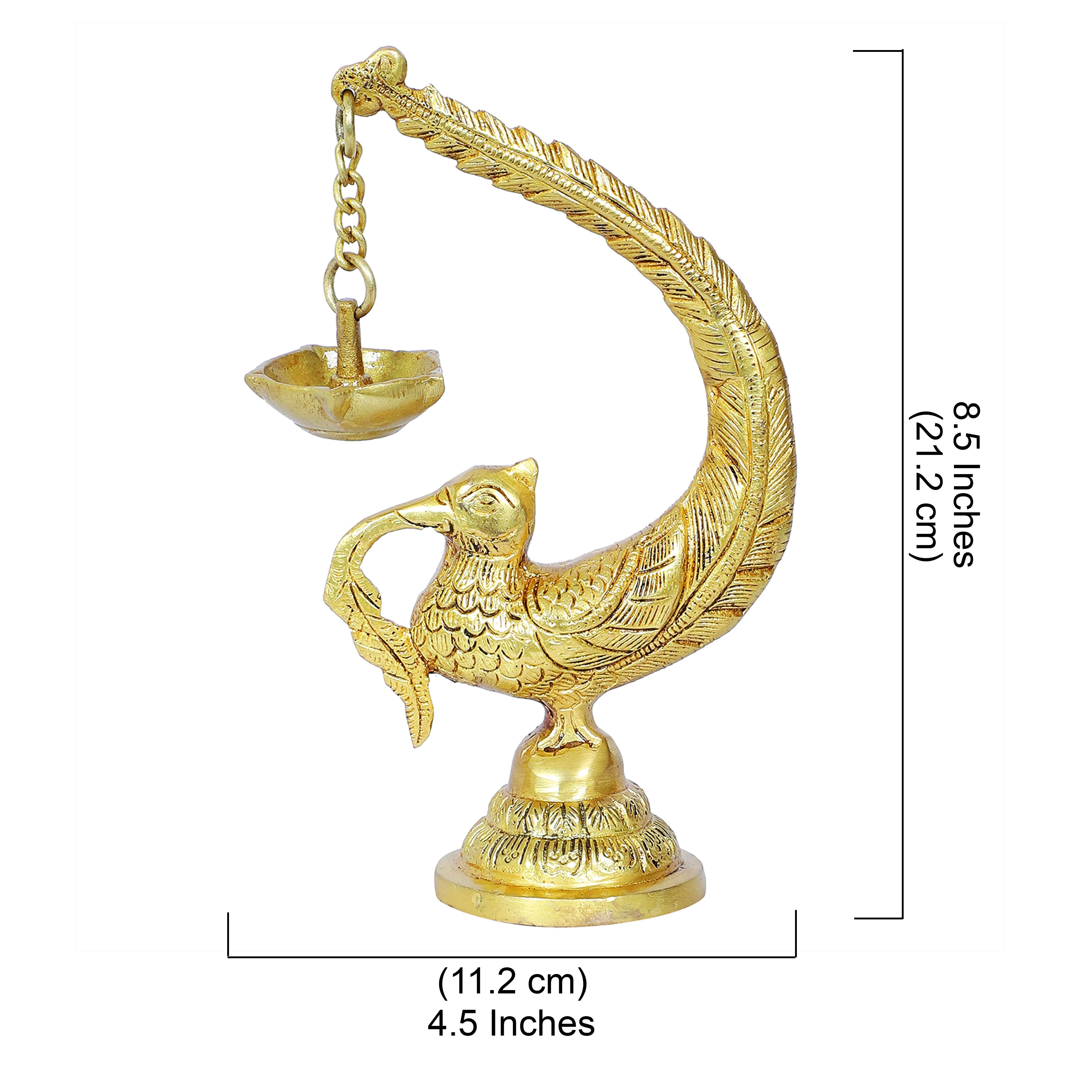 Brass 8.5 Inches Annam Bird Oil Diya , Brass Diya for Temple , Diya for Pooja