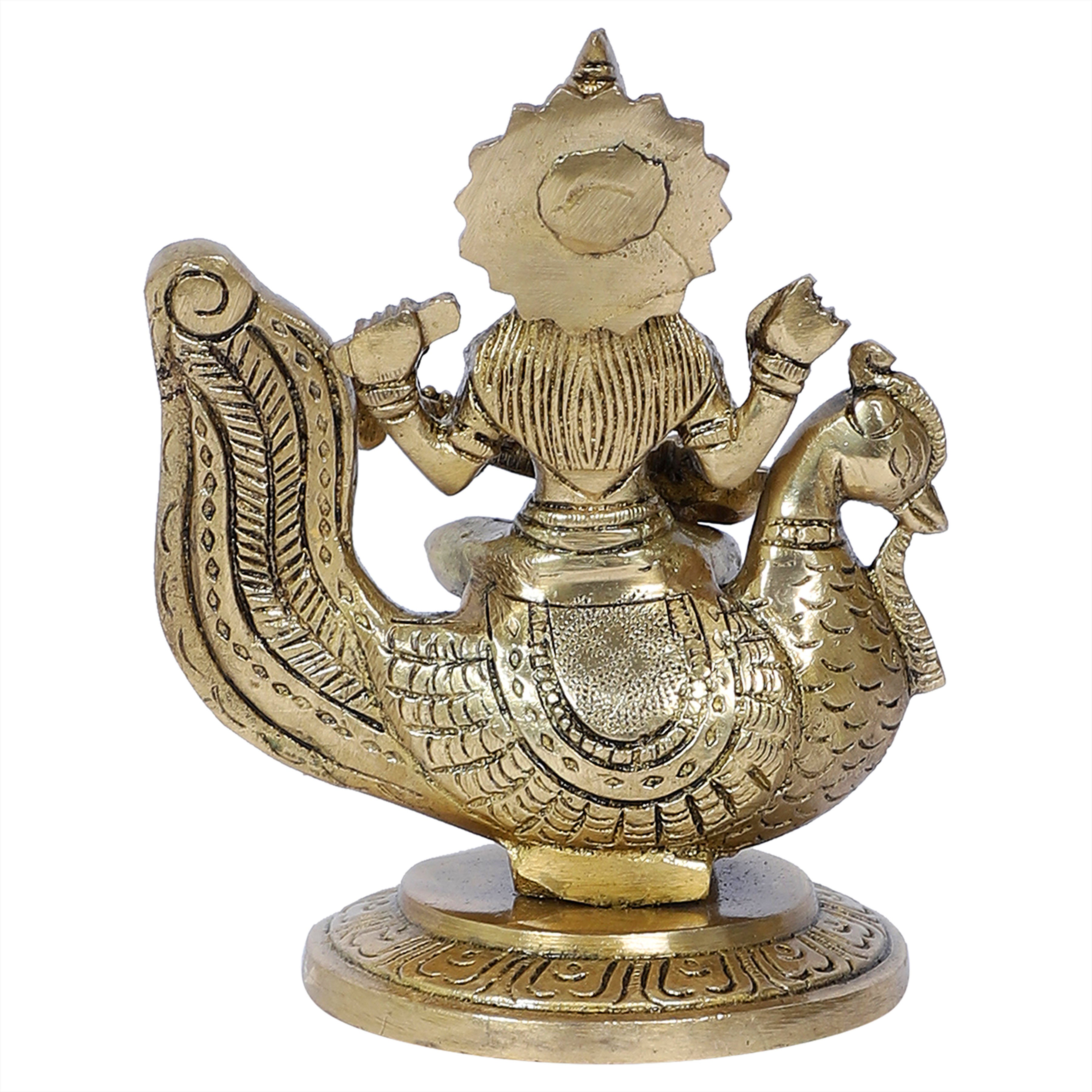 Brass Goddess Saraswati on Swan Idol, Brass God Idols, Housewarming Gifts