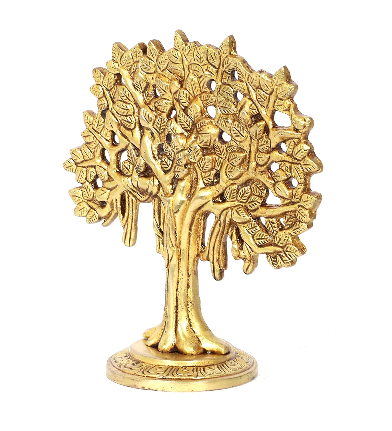 Brass 7.5 Inches Kalpvriksh Tree Showpiece, Tree Showpiece for Home Decor