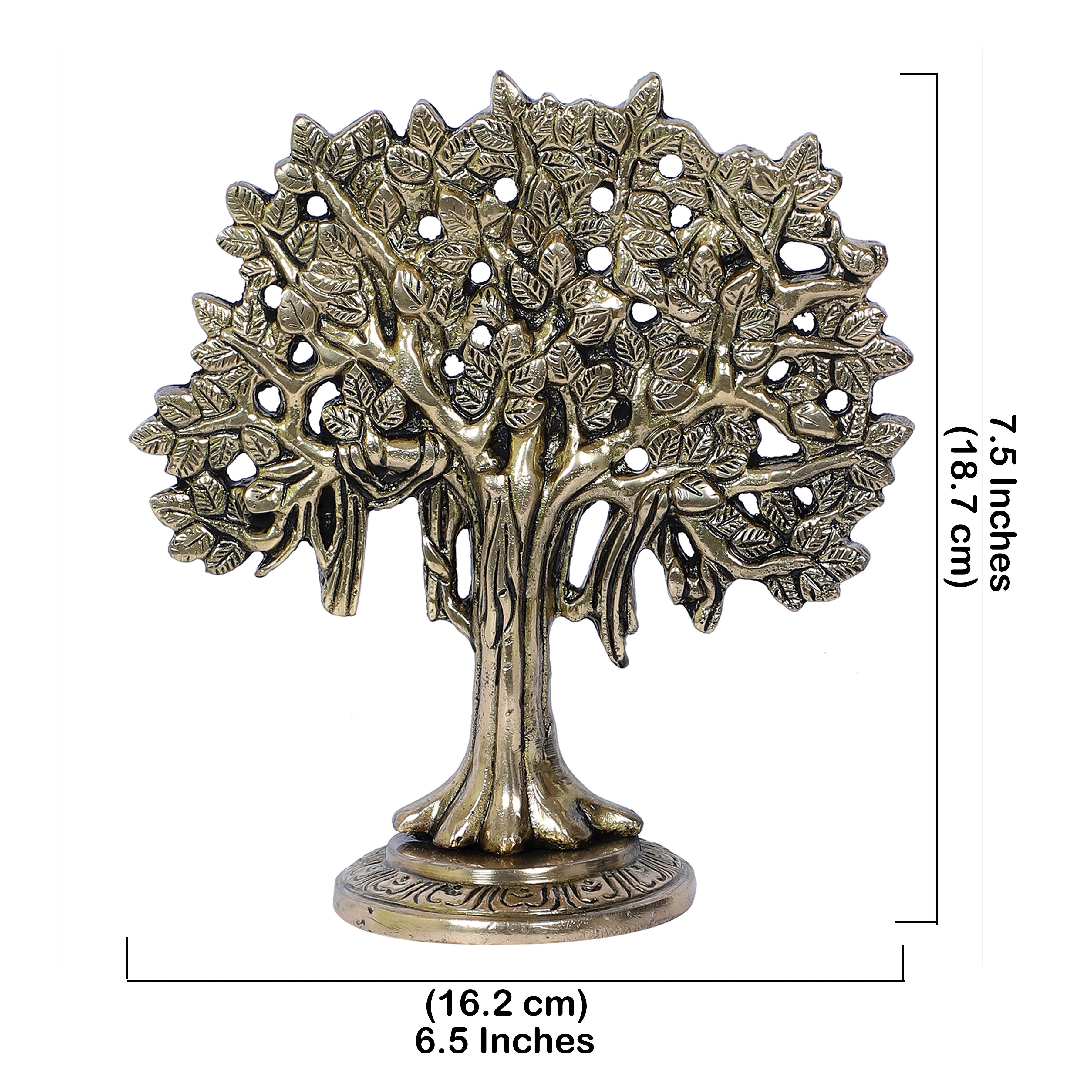 Brass 7.5 Inches Kalpvriksh Tree Showpiece, Tree for Home Decor, Gifts for Housewarming