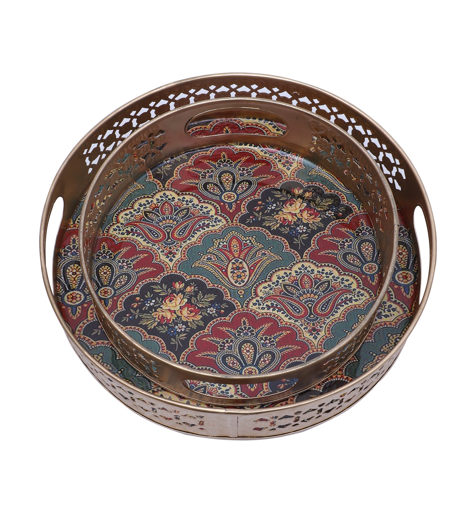 Traditional Design Serving Trays Set (8 Inches & 10 Inches), Serving Plates for Home