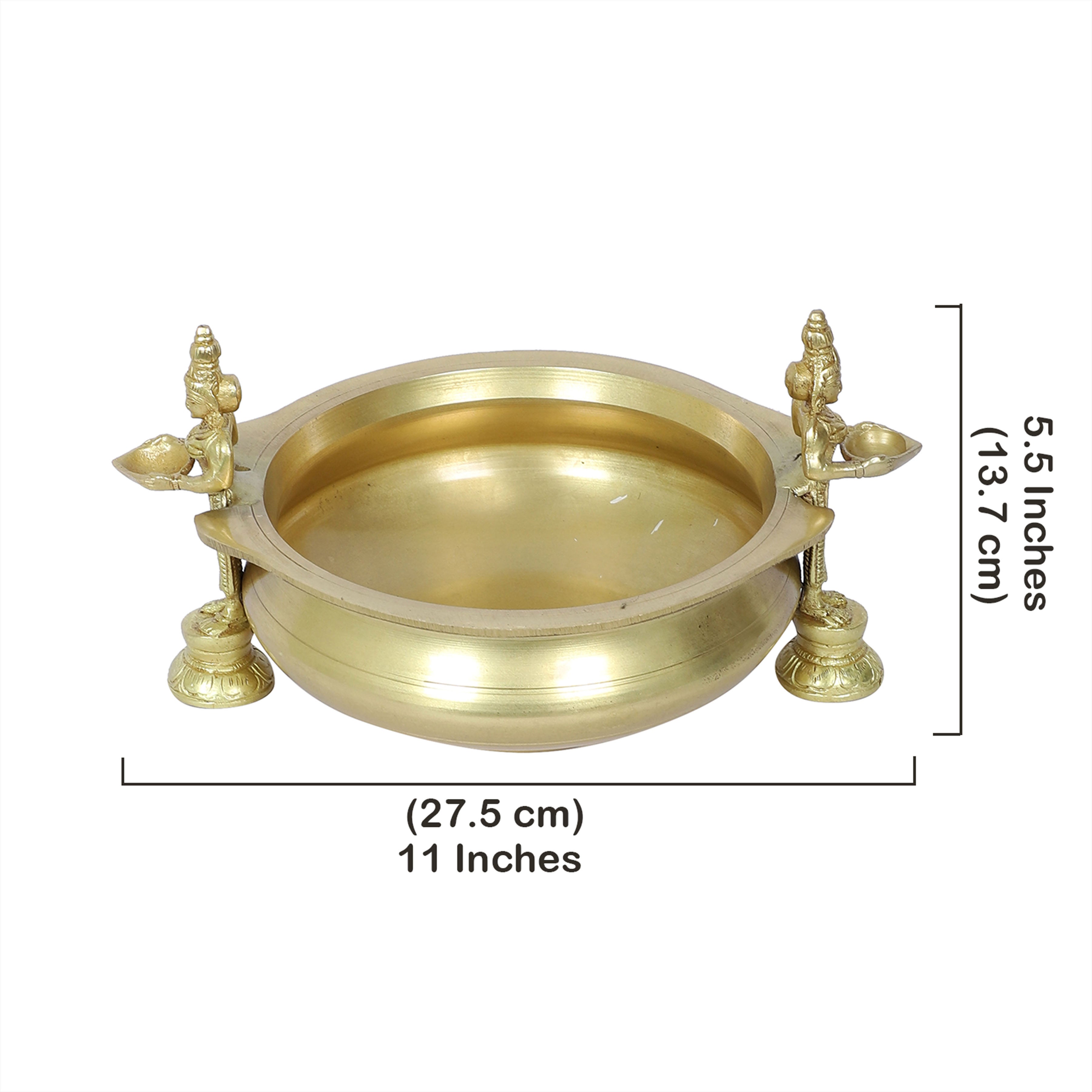 Brass Deep Laksmi Design Traditional Urli Bowl Decor Showpiece, Urli for Flower Decoration