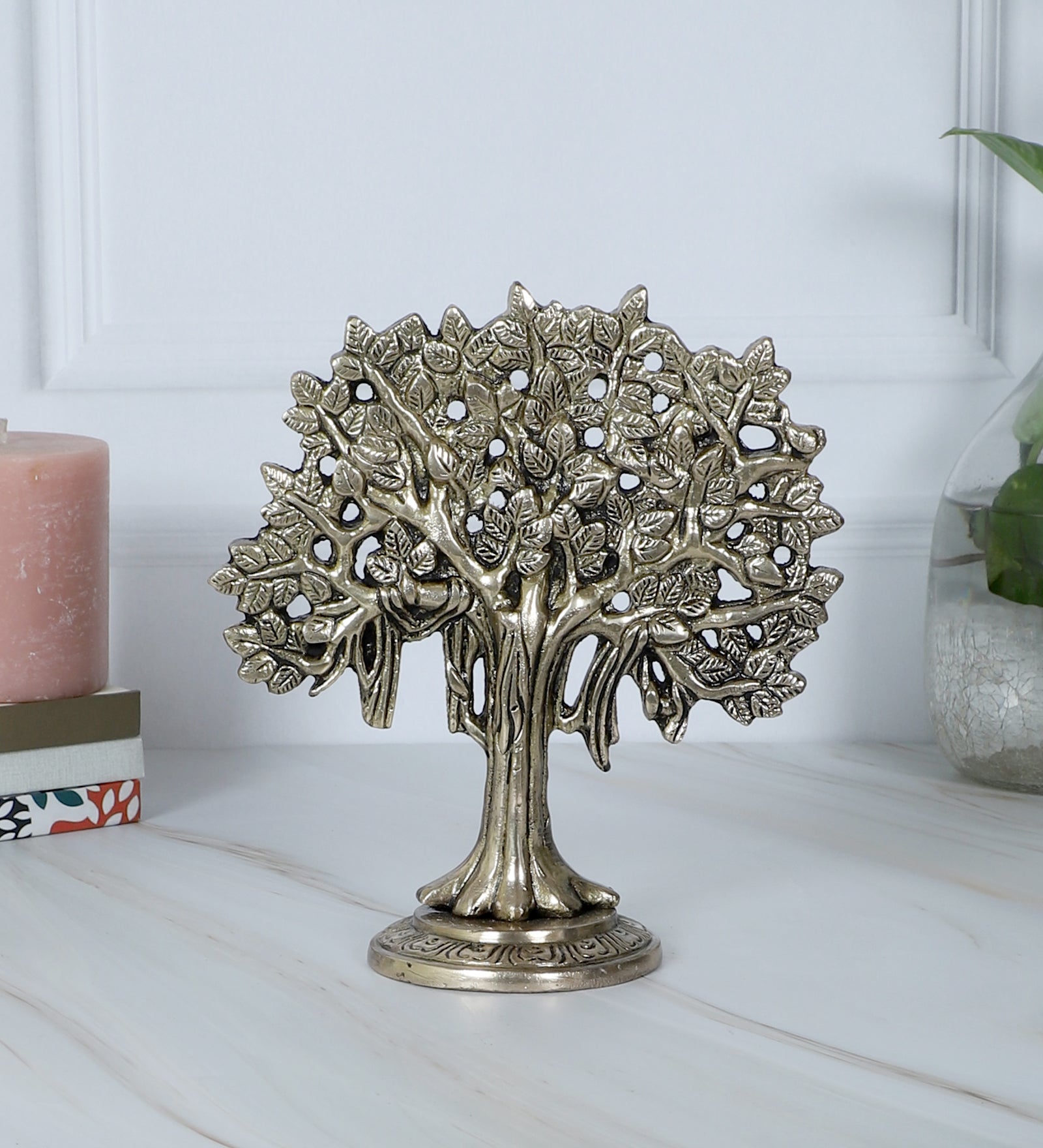 Brass 7.5 Inches Kalpvriksh Tree Showpiece, Tree for Home Decor, Gifts for Housewarming