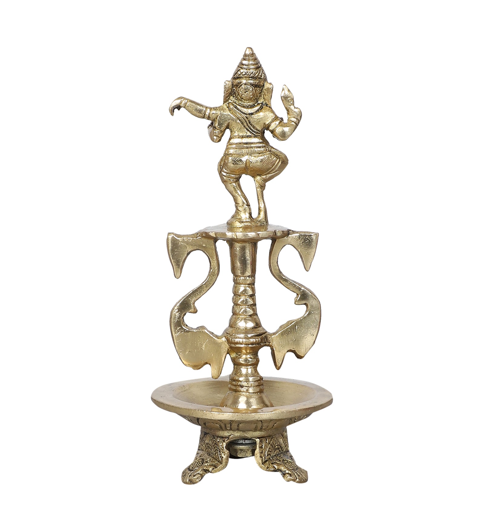 Brass Dancing Ganesha Oil Diya with Base, Diyas for Puja