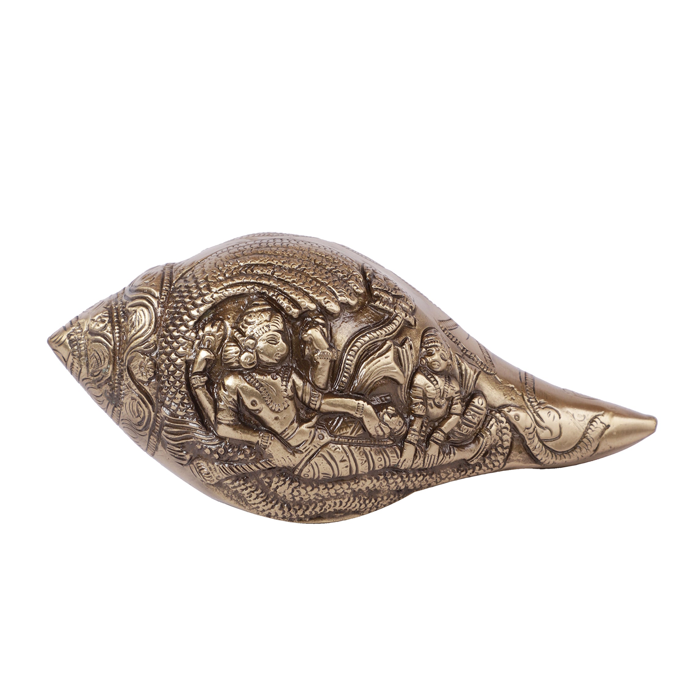 Brass Shankh with Vishnu Carving