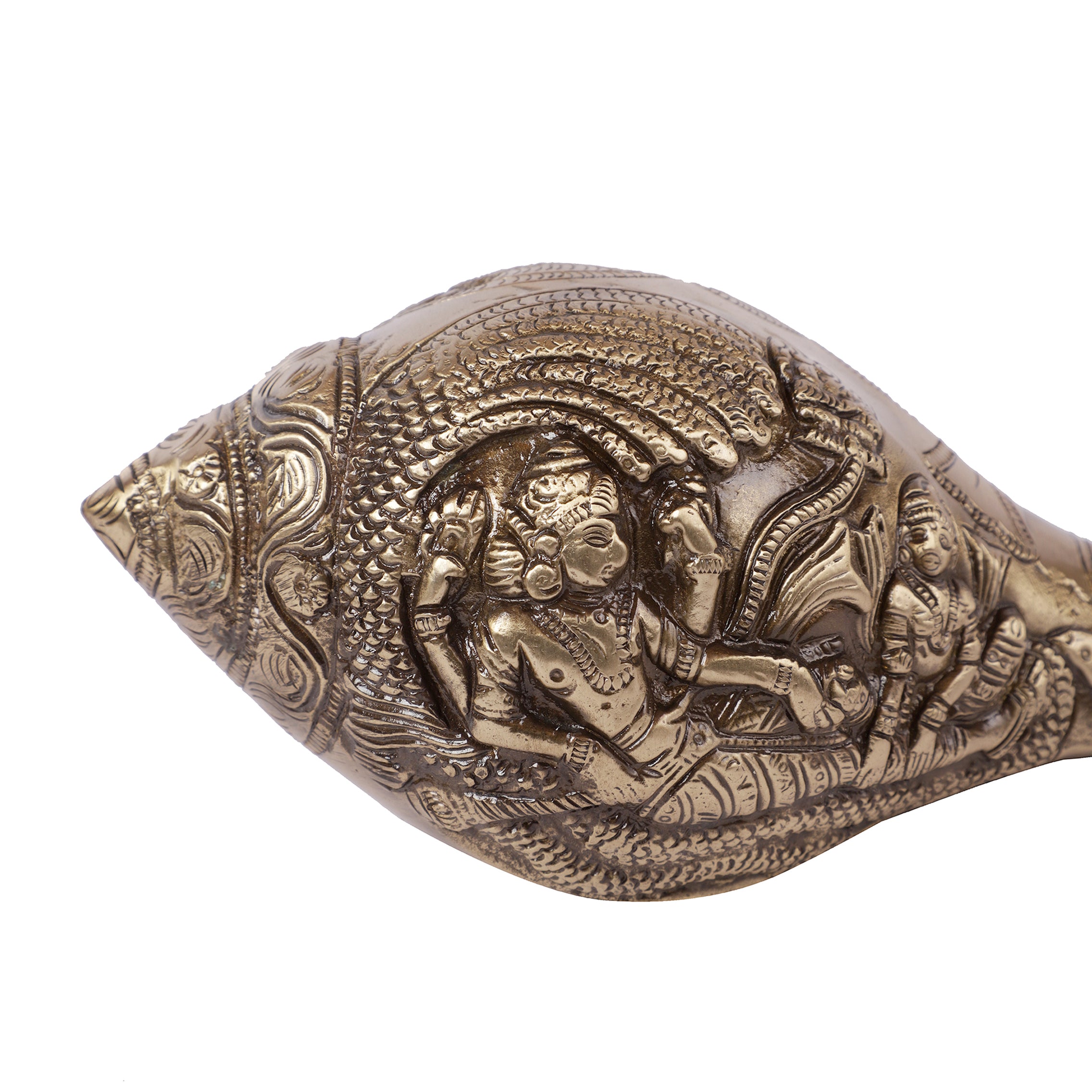 Brass Shankh with Vishnu Carving