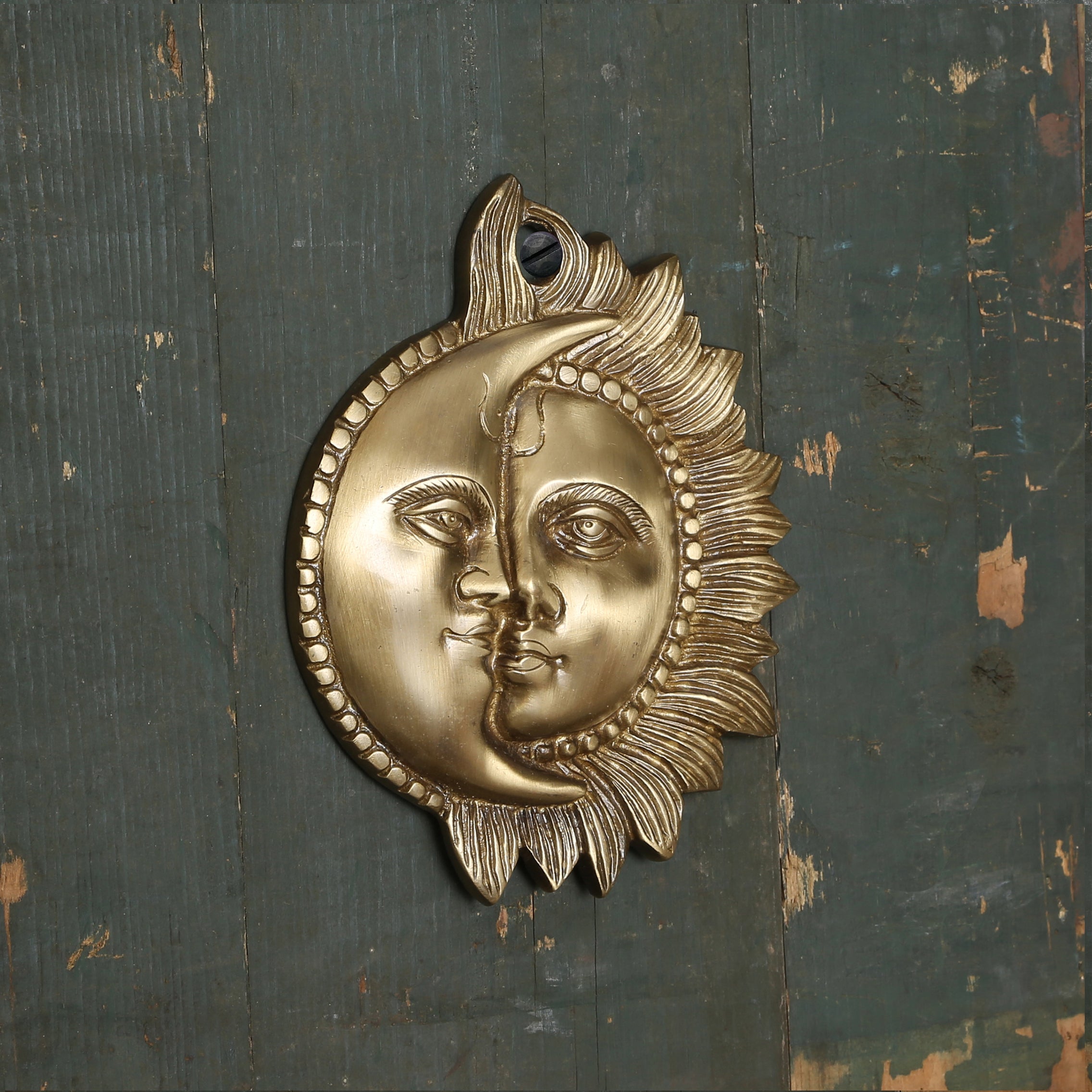 Brass Designer Sun Moon Wall Hanging, Brown
