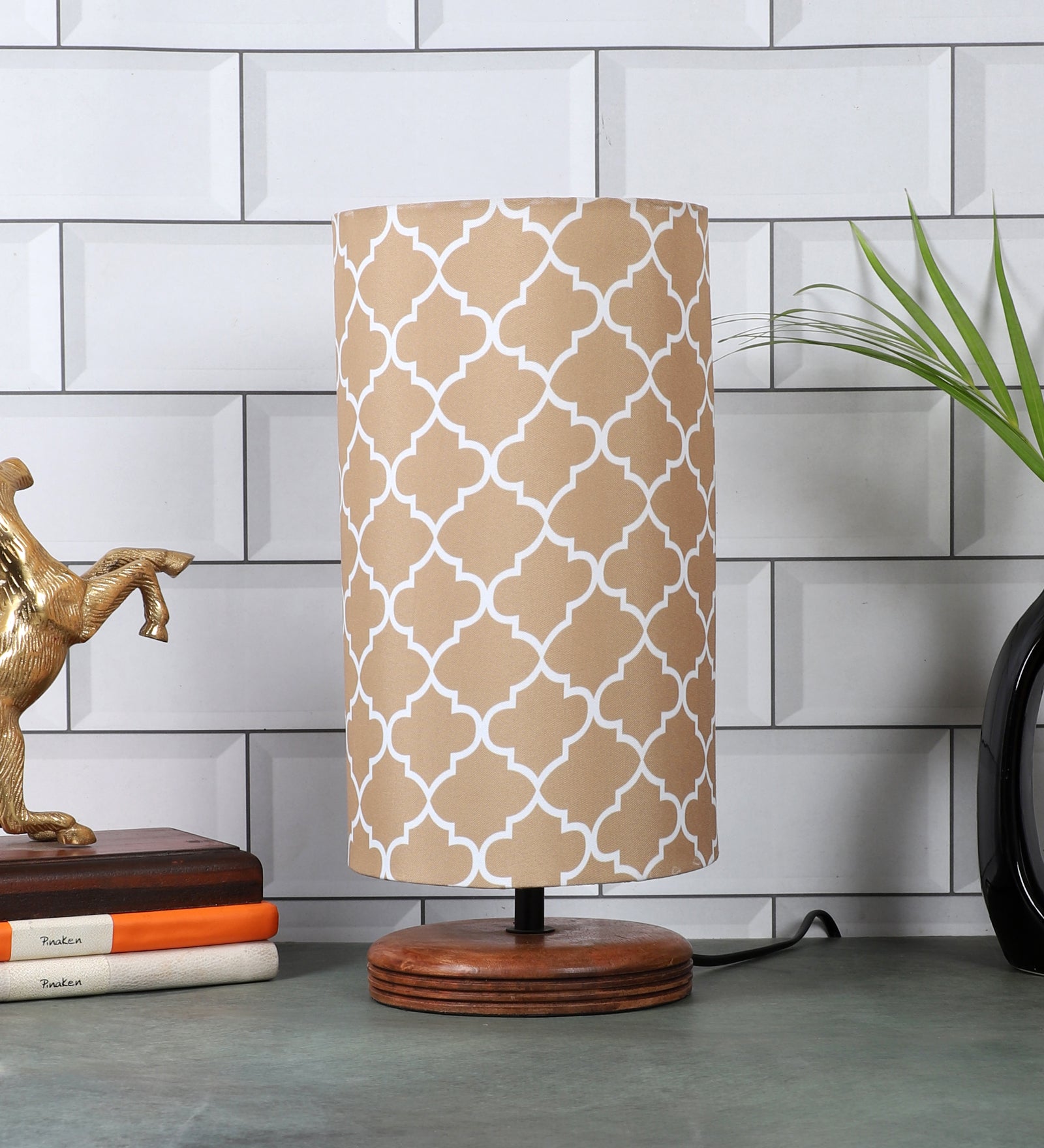 Pattens Design Cotton Shade Table Lamp for Bedroom, Night Lamp for Home & Office