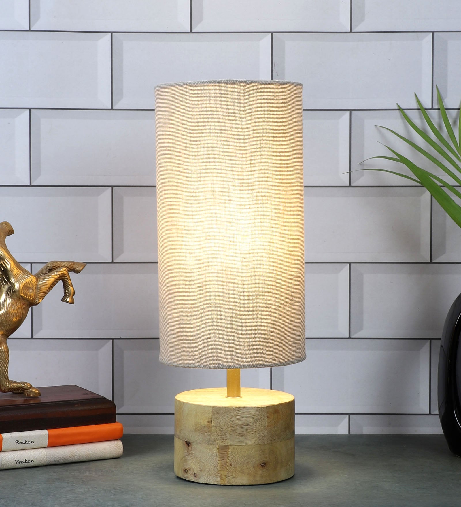Jute Shade Table Lamp for Bedroom, Night Lamp for Home & Office