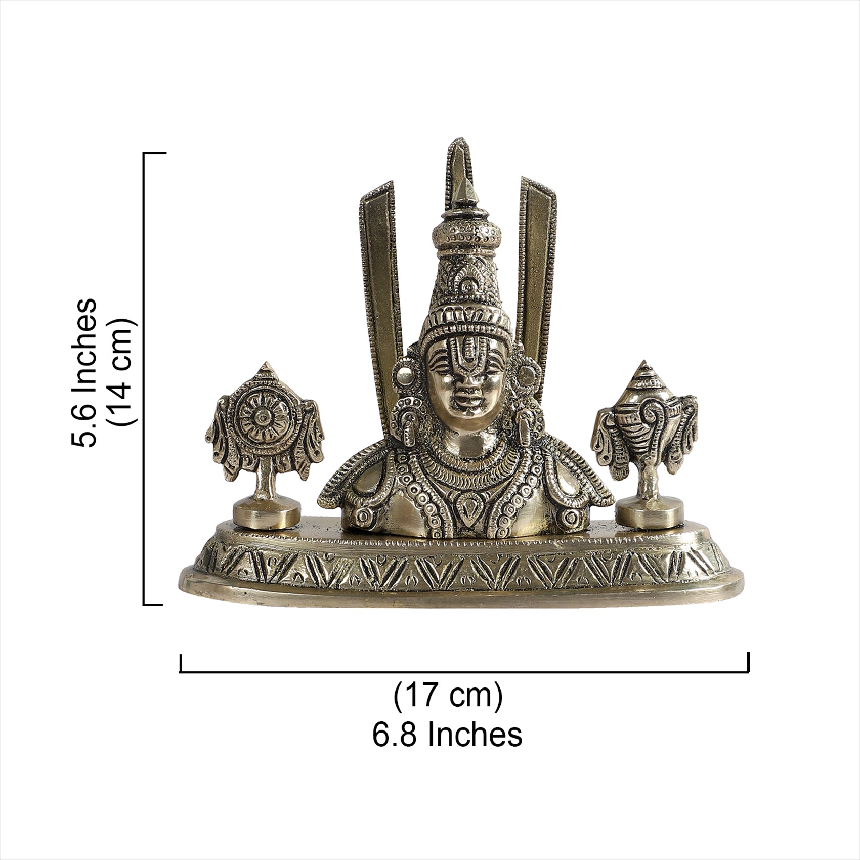 Shankh Chakra Namah with Balaji Brass Idol, Brass Balaji Statue