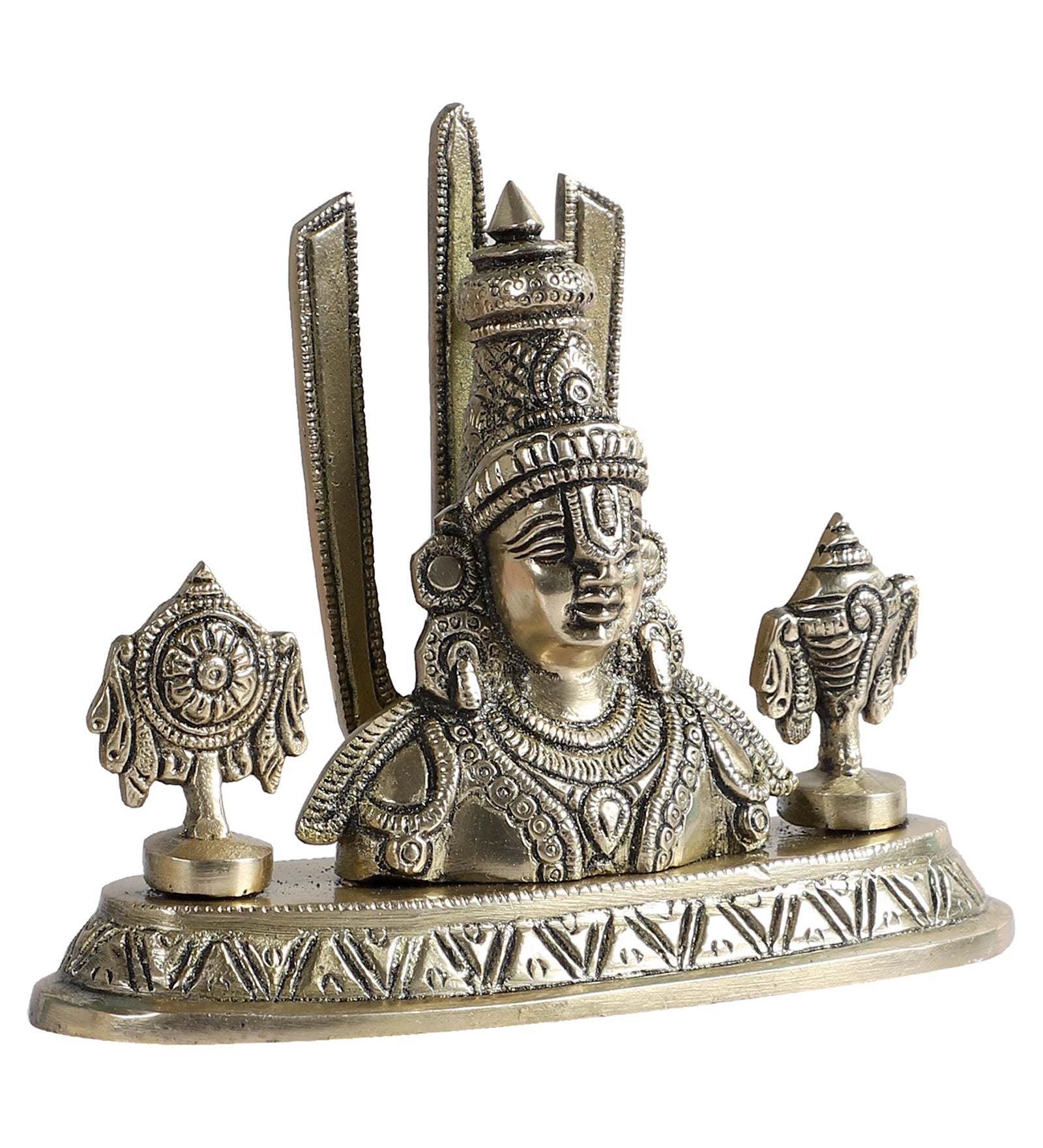 Shankh Chakra Namah with Balaji Brass Idol, Brass Balaji Statue