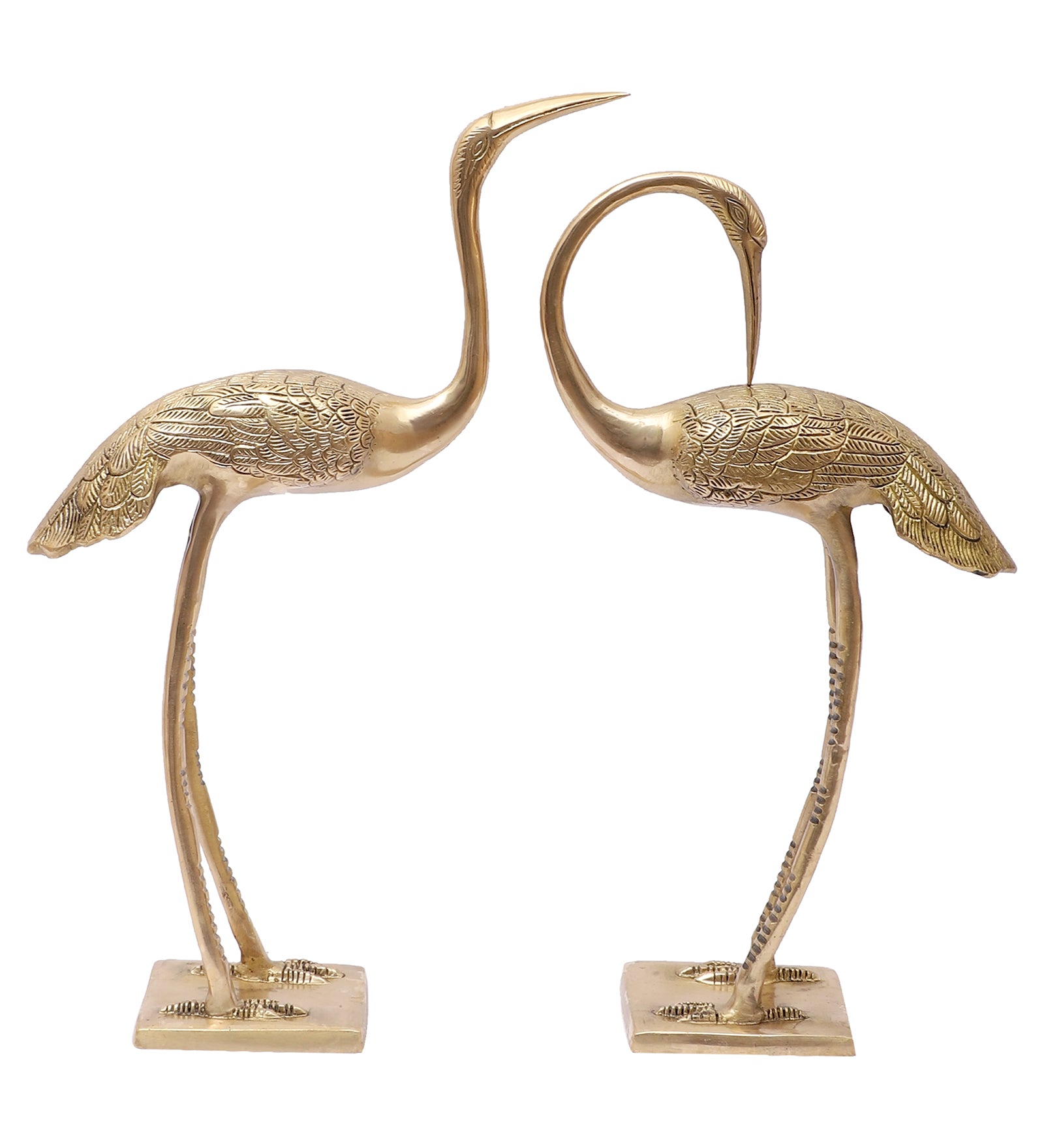 Love Cranes Pair Brass Flamingo Showpiece Pair
