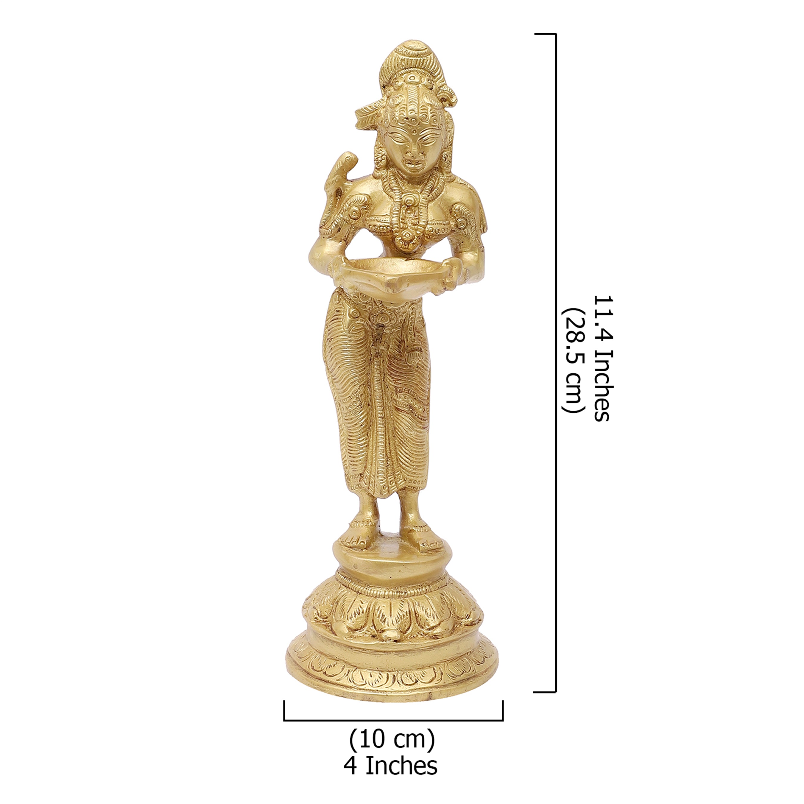 Brass Apsara Holding Diya Statue, Brass Apsara Idol for Home Decor