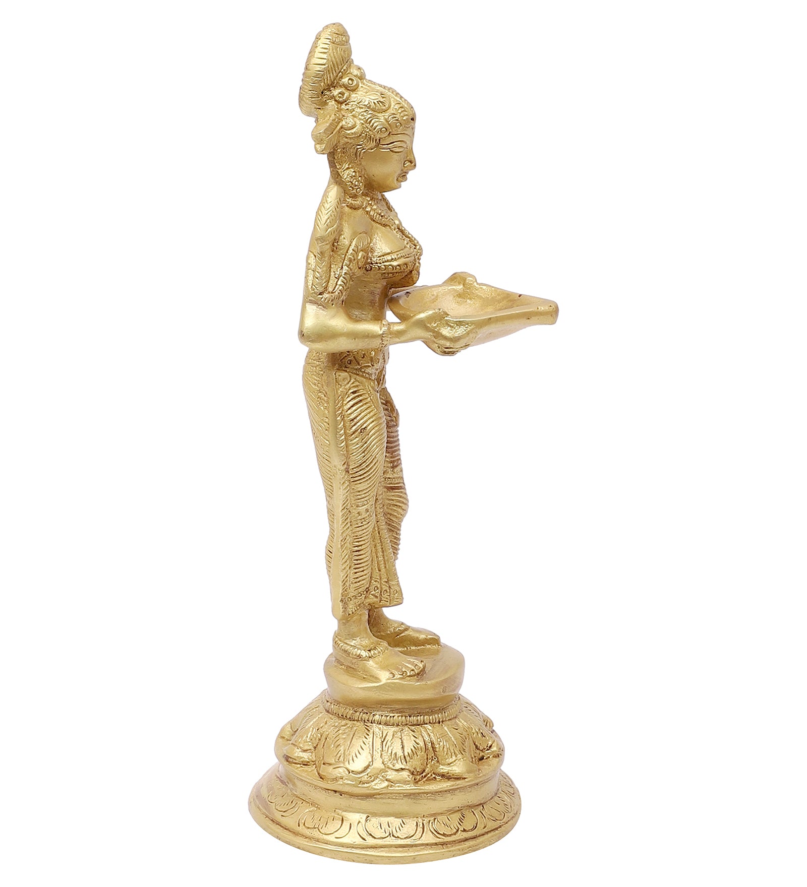 Brass Apsara Holding Diya Statue, Brass Apsara Idol for Home Decor