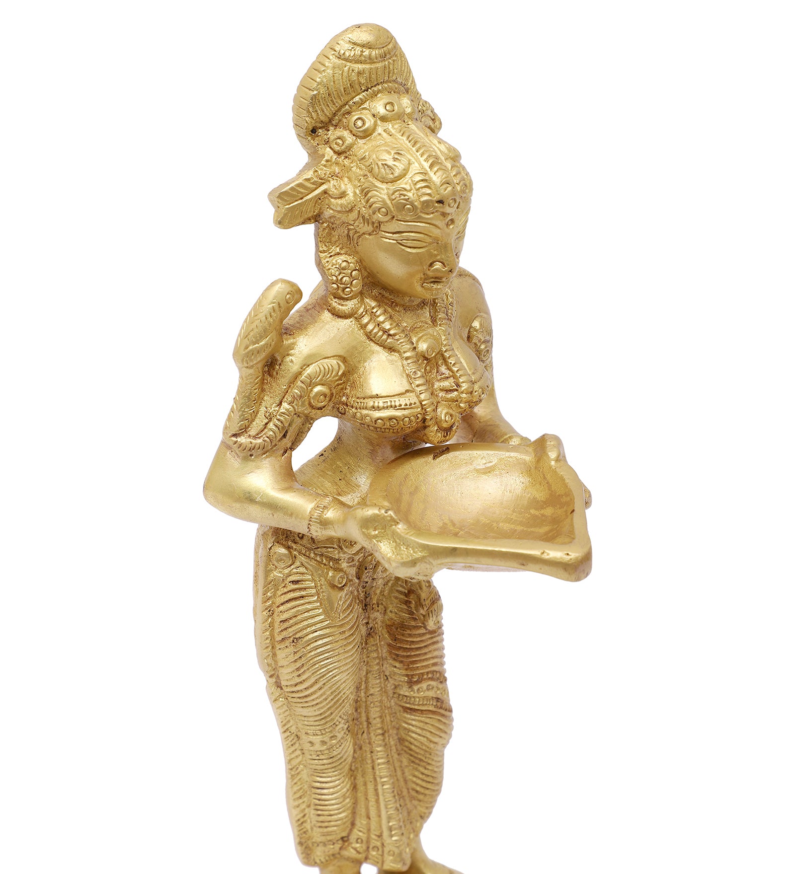 Brass Apsara Holding Diya Statue, Brass Apsara Idol for Home Decor