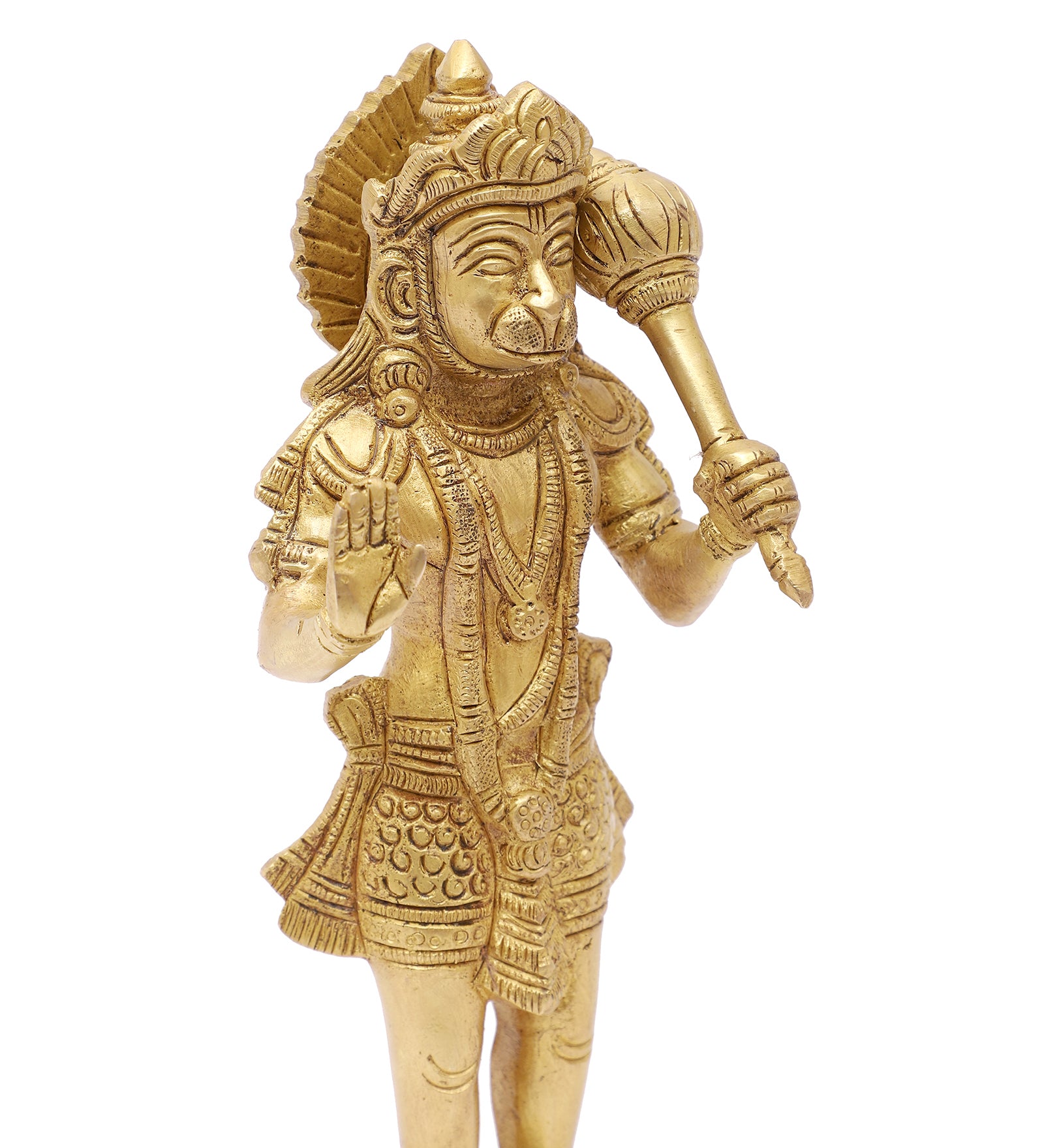 Brass 8.5 Inches Standing Hanuman Statue, Brass Hanuman Idol