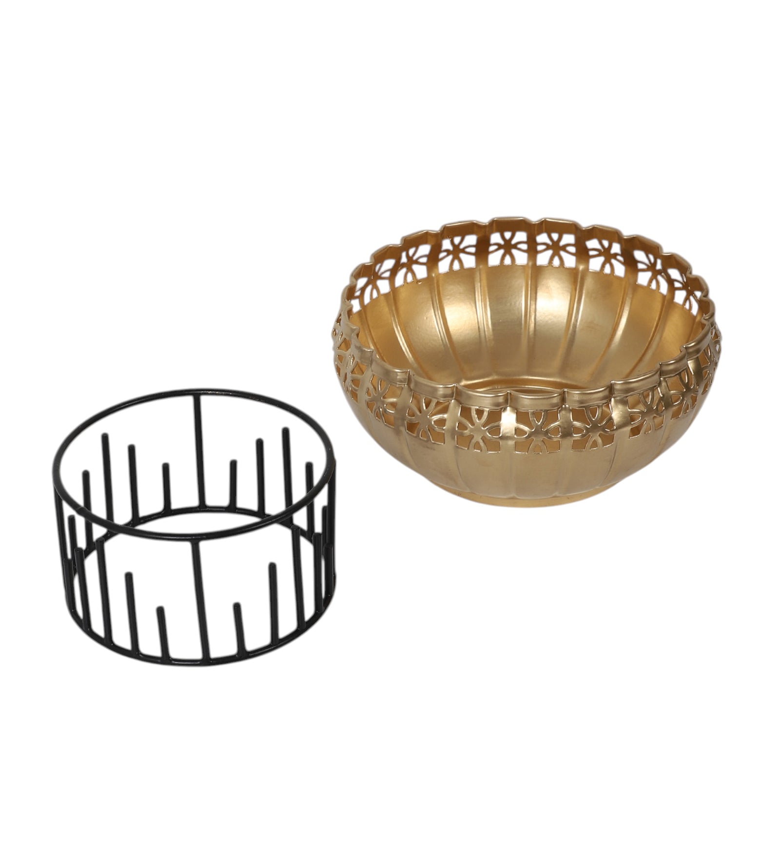 Metal 8 Inches Ethnic Design Decorative Urli Bowl with Stand, Urli Bowl for Home Decor