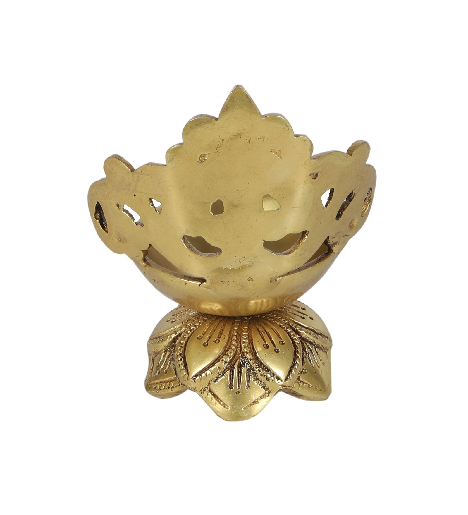 Ethnic Floral Carving Design Brass Diya, Brass Diyas for Decor, Diyas for Home Temple