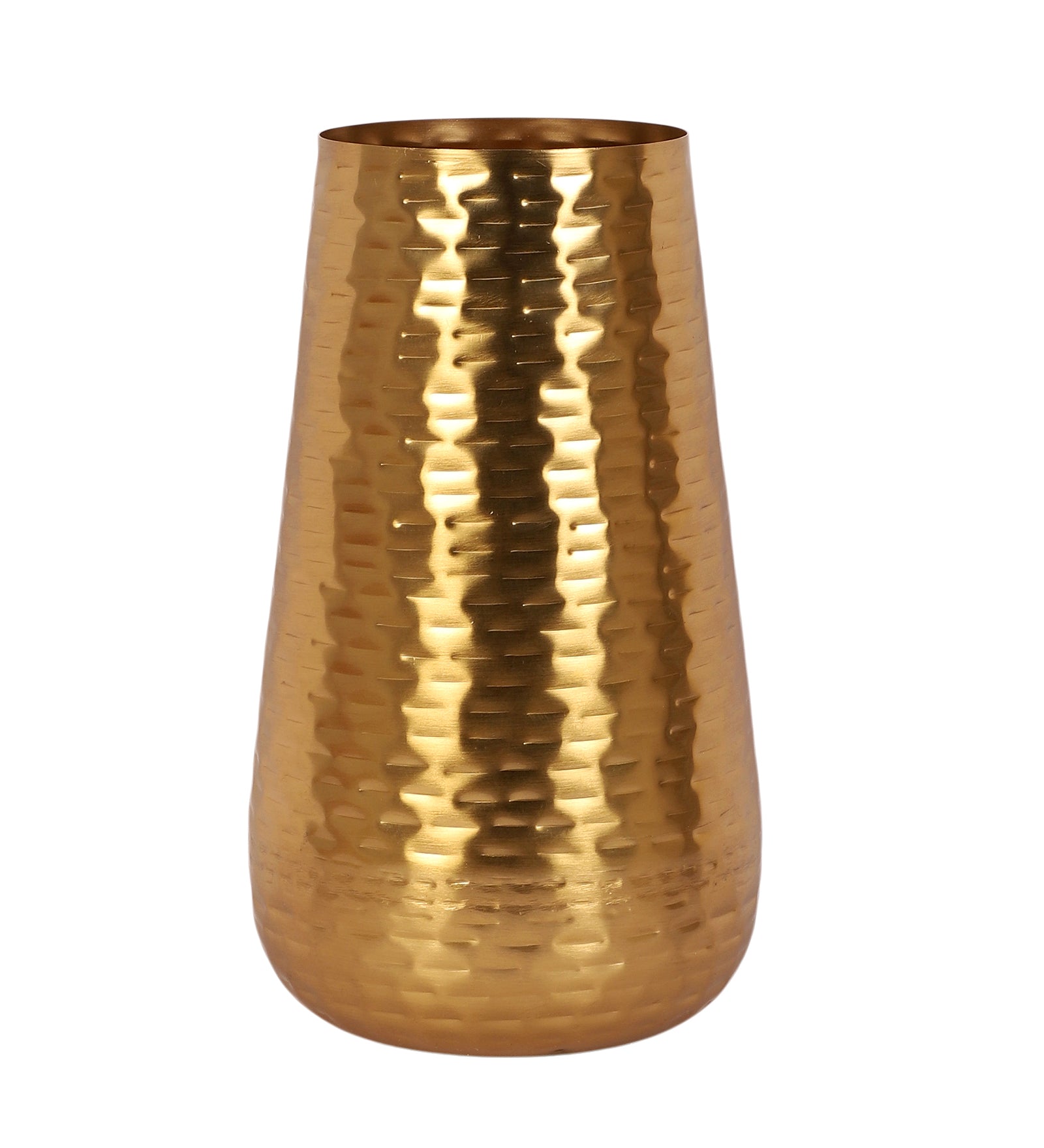 Metal 12 Inches Hammered Golden Finish Flowers Vase, Flowers Vase for Home Decor, Flowers Pot for Home & Office, Housewarming Gifts
