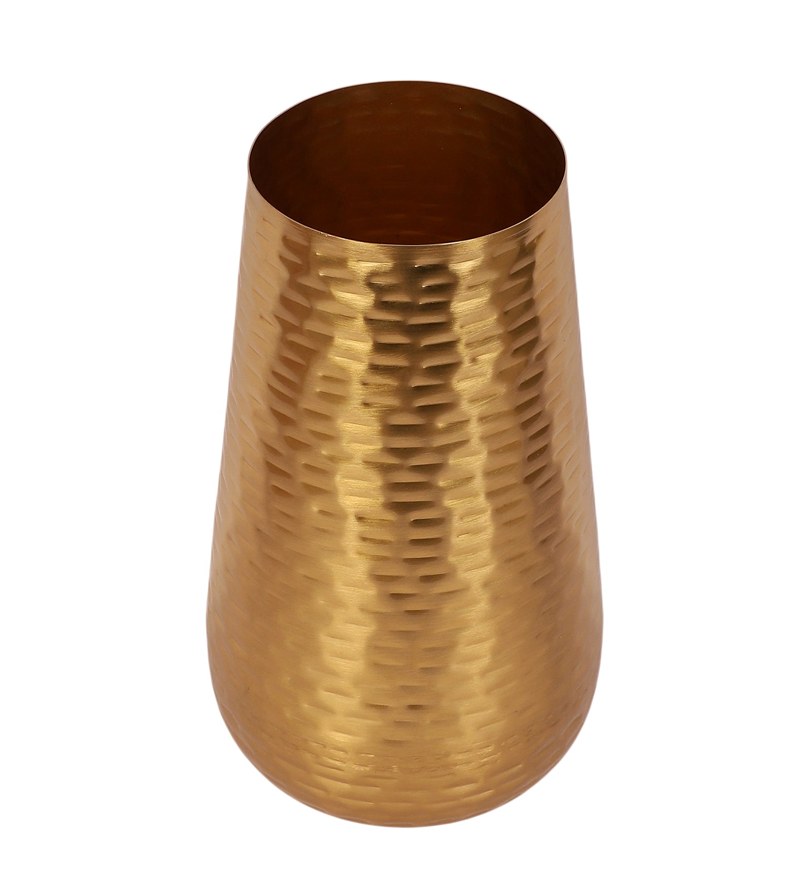 Metal 12 Inches Hammered Golden Finish Flowers Vase, Flowers Vase for Home Decor, Flowers Pot for Home & Office, Housewarming Gifts