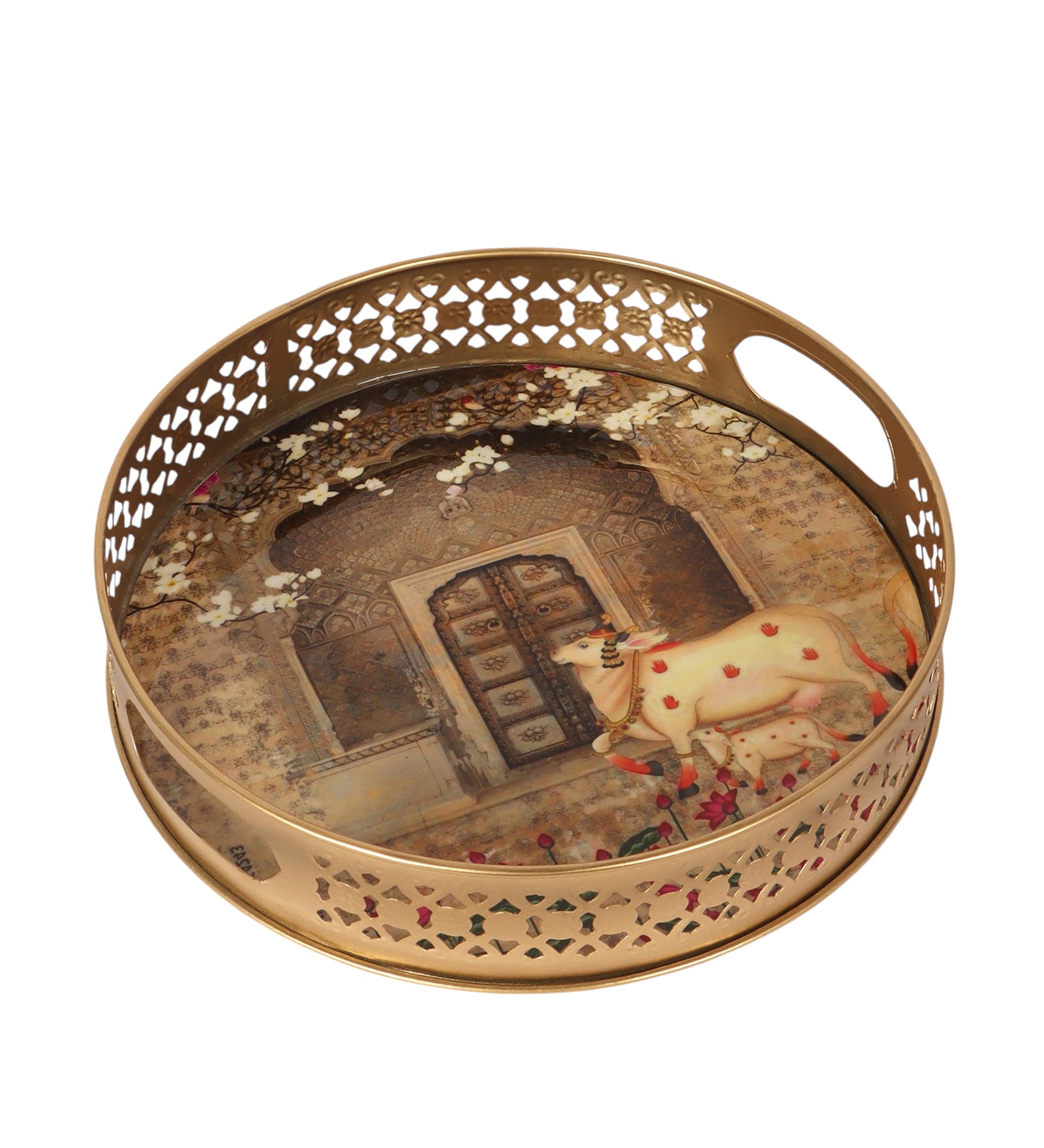 Indian Traditional Design Serving Trays Set (8 Inches & 10 Inches), Serving Trays for Home Decor