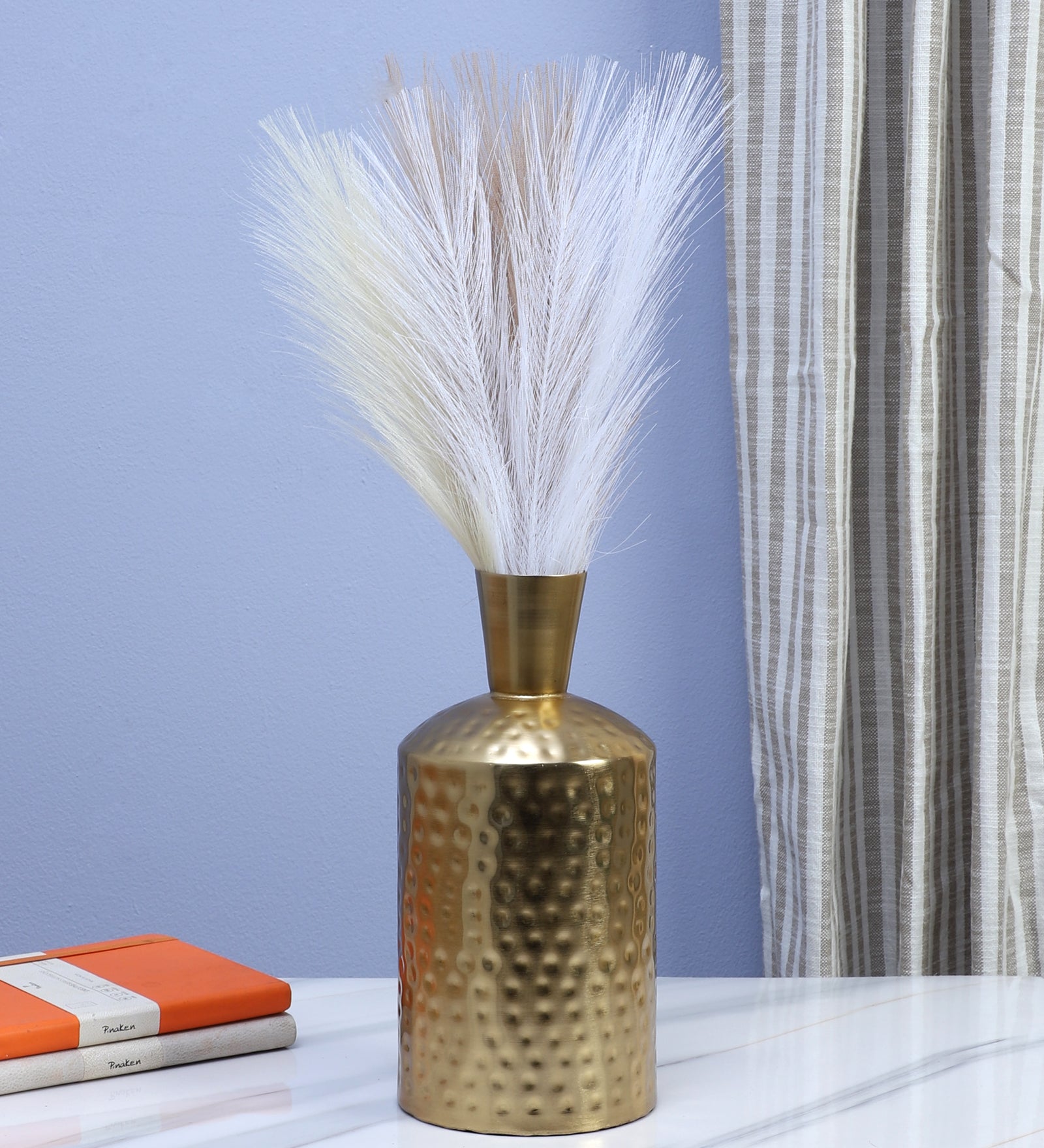 Metal Hammered Golden Finish Flowers Vase, Flowers Vase for Home Decor, Flowers Pot for Home & Office