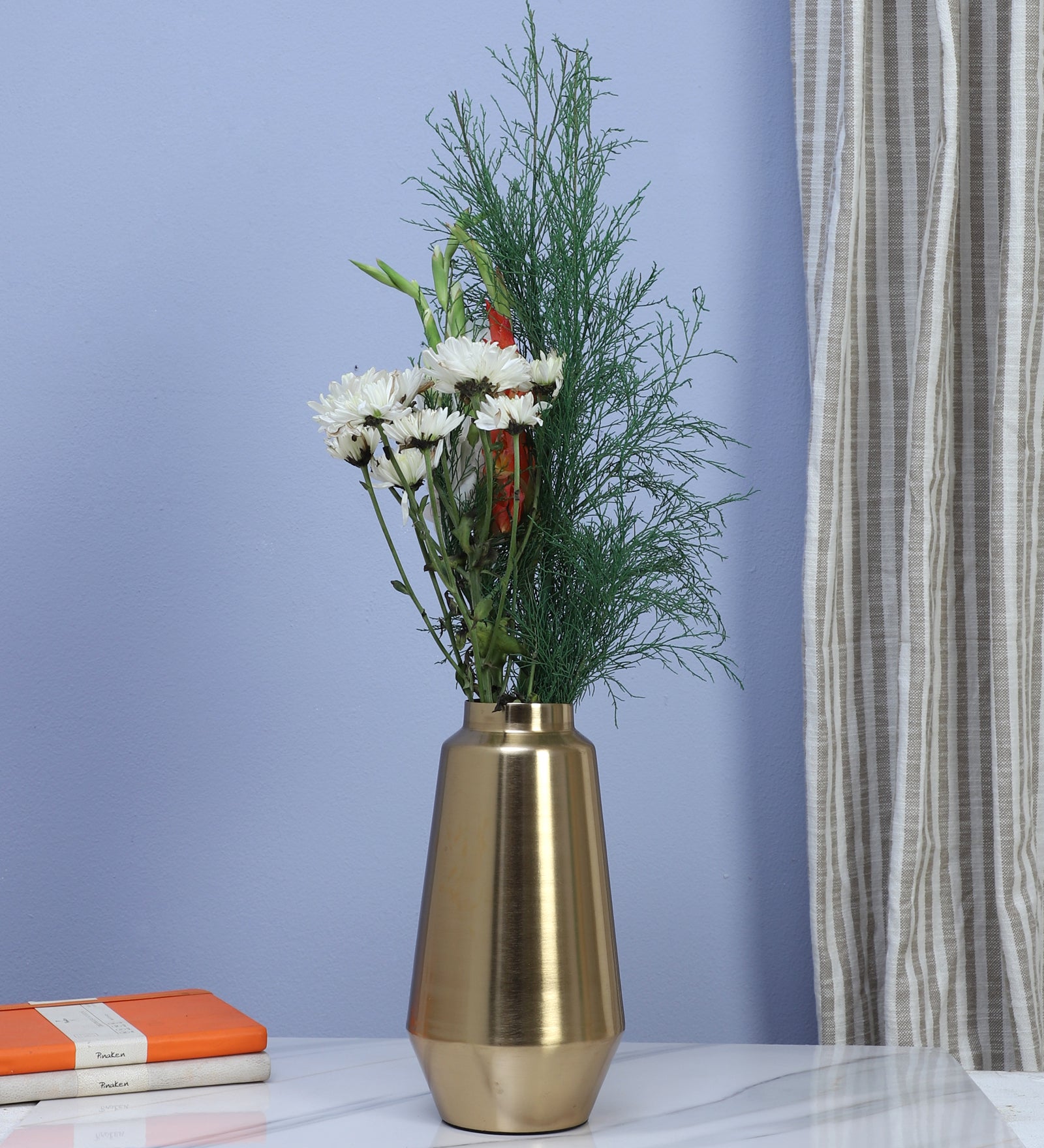 Metal 10 Inches Gold Finish Flowers Vase, Flowers Vase for Home Decor, Flowers Pot for Home & Office