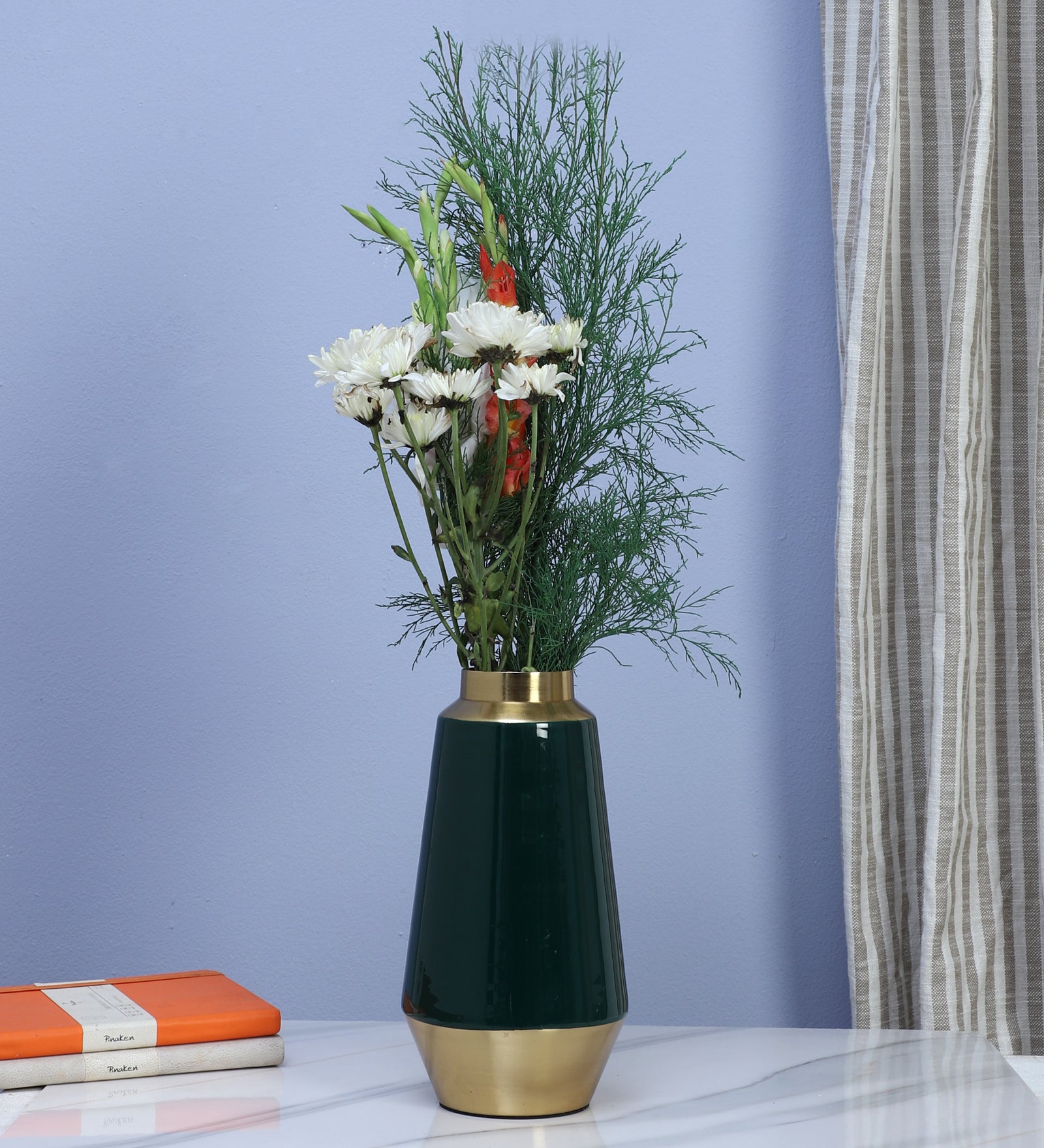 Metal 10 Inches Glosssy Finish Flowers Vase, Flowers Vase for Home Decor, Flowers Pot for Home & Office