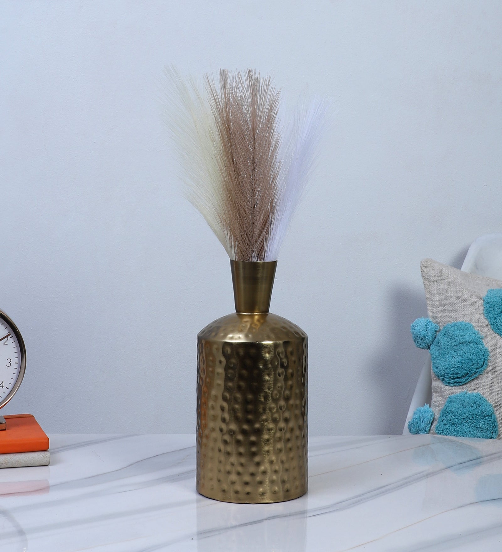 Metal Hammered Golden Finish Flowers Vase, Flowers Vase for Home Decor, Flowers Pot for Home & Office