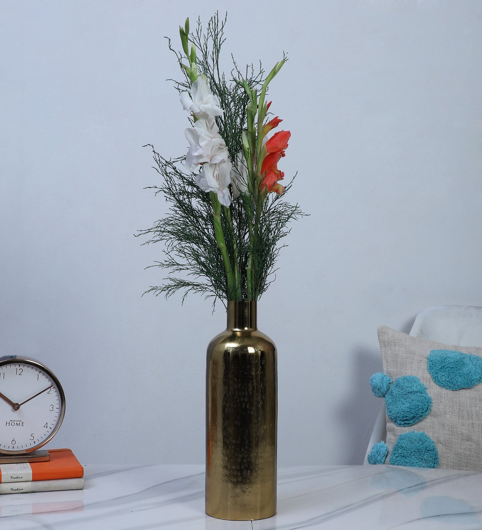 Metal 12.5 Inches Decorative Flowers Vase, Flowers Vase for Home Decor, Flowers Pot for Home & Office