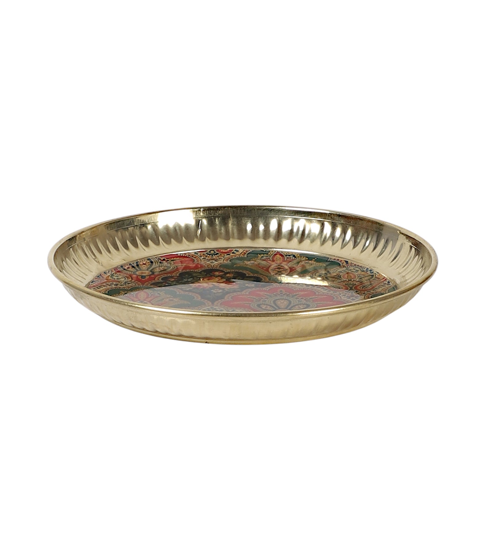 Brass 6 Inches Traditional Design Pooja Thali, Puja Aarti Thali for Home Temple, Gifts for Puja Ceremony