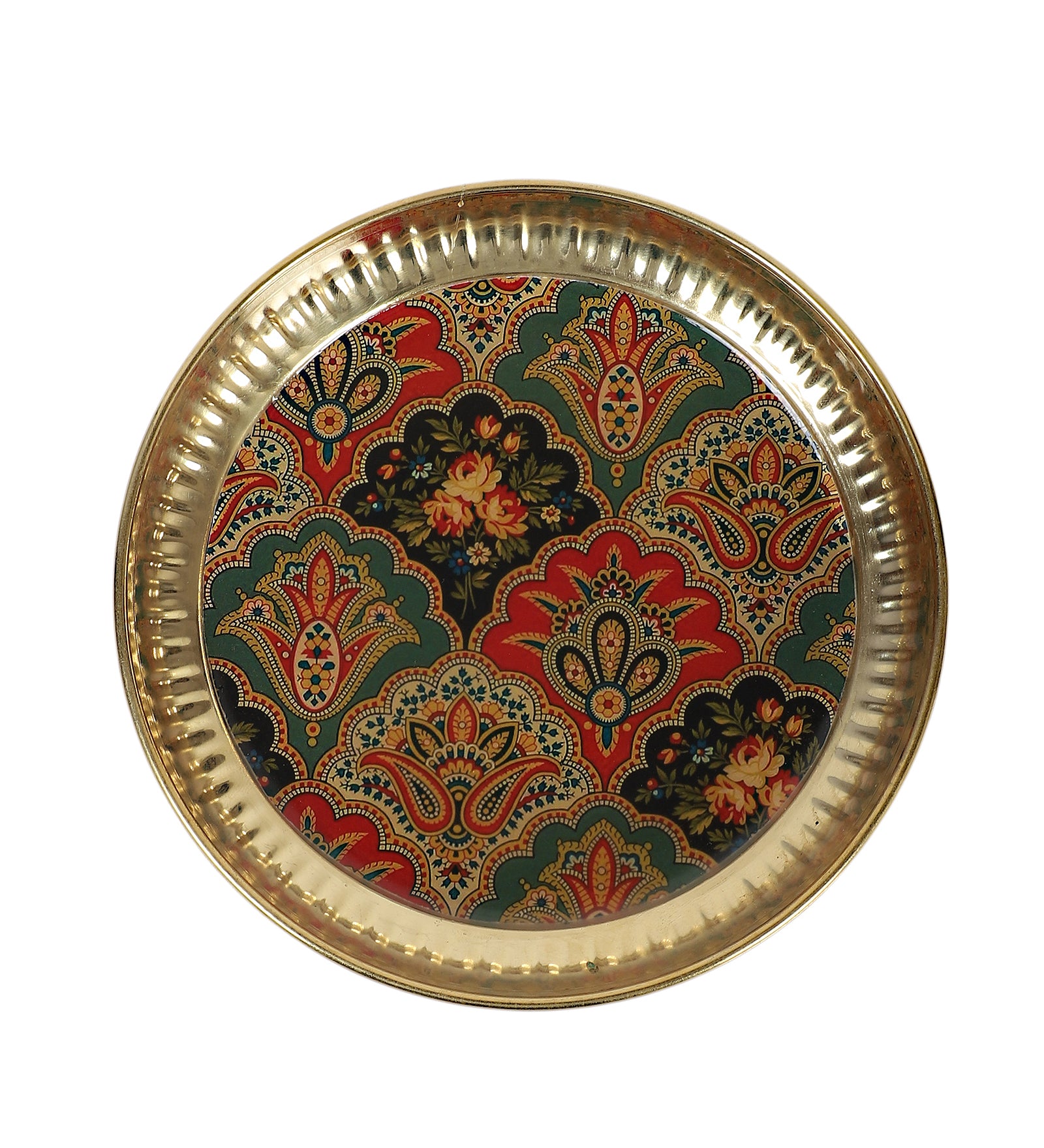 Brass 6 Inches Traditional Design Pooja Thali, Puja Aarti Thali for Home Temple, Gifts for Puja Ceremony