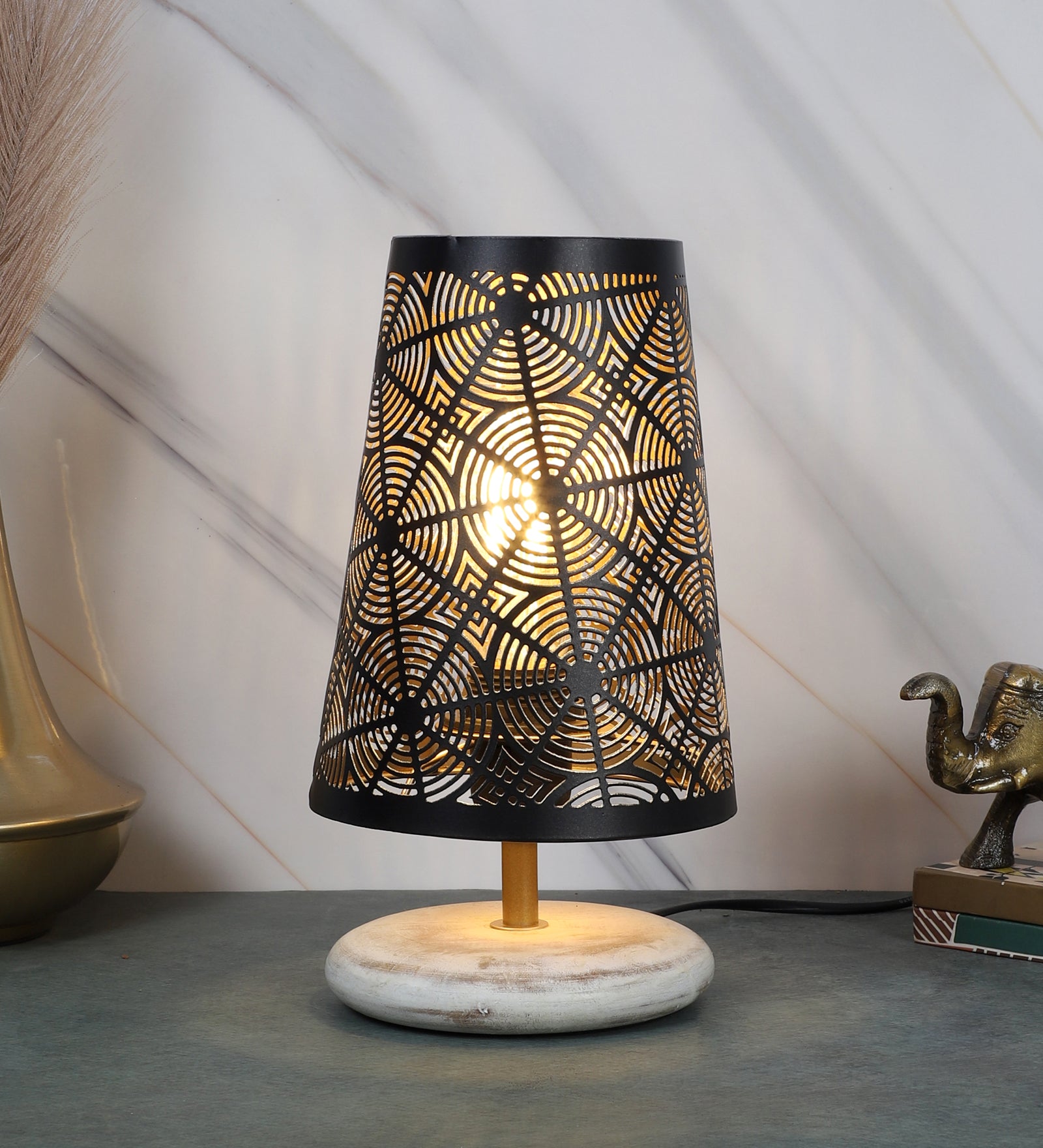 Cone Shaped Moroccan Design Table Lamp for Bedroom, Night Lamp for Home & Office