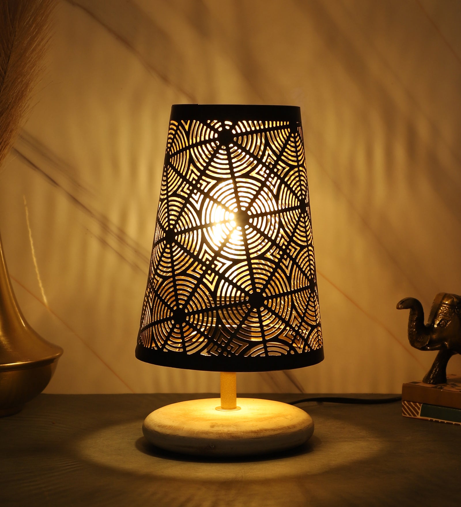 Cone Shaped Moroccan Design Table Lamp for Bedroom, Night Lamp for Home & Office