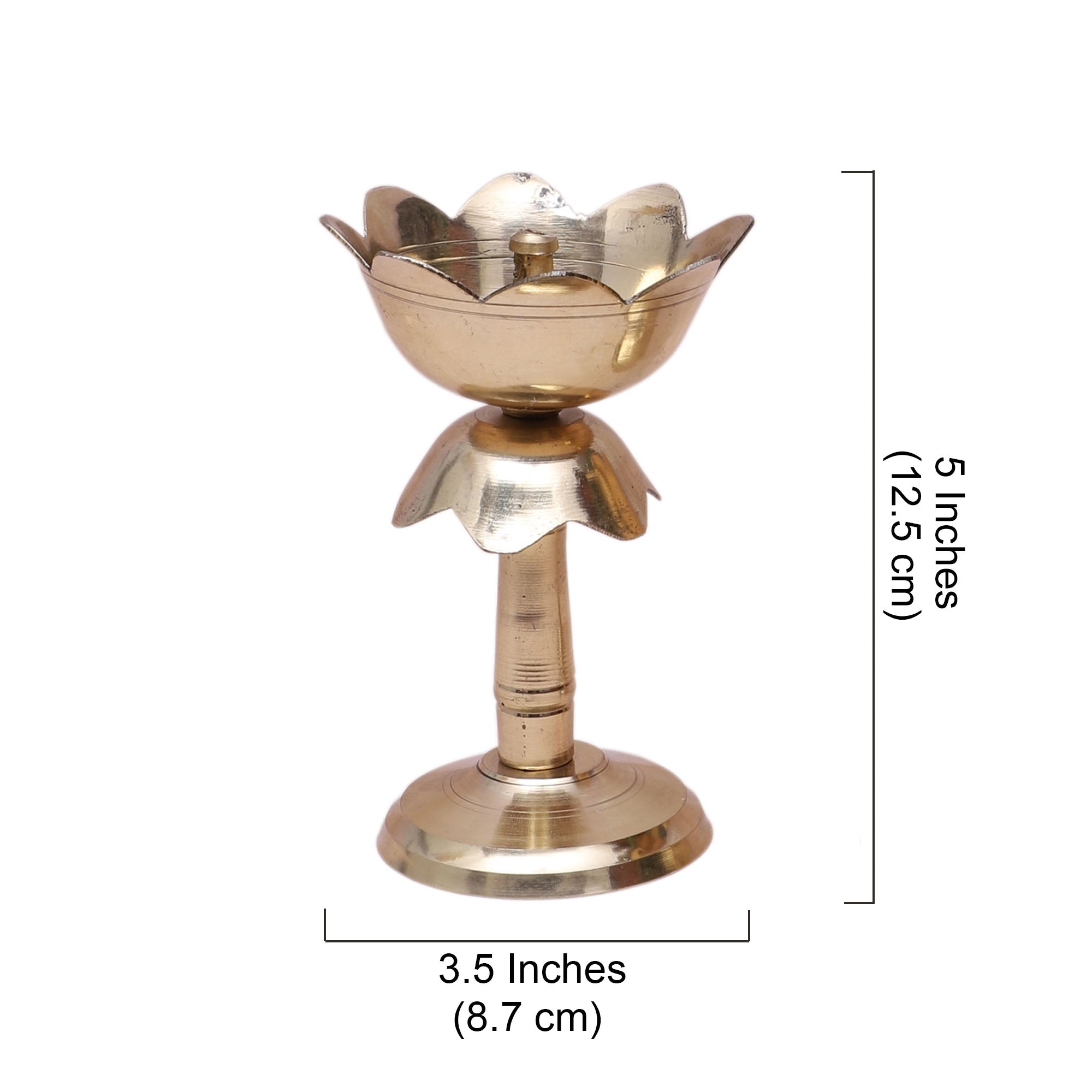 Brass Lotus Shaped 5 Inches Diya Pair, Jyoti Diyas for Home Temple