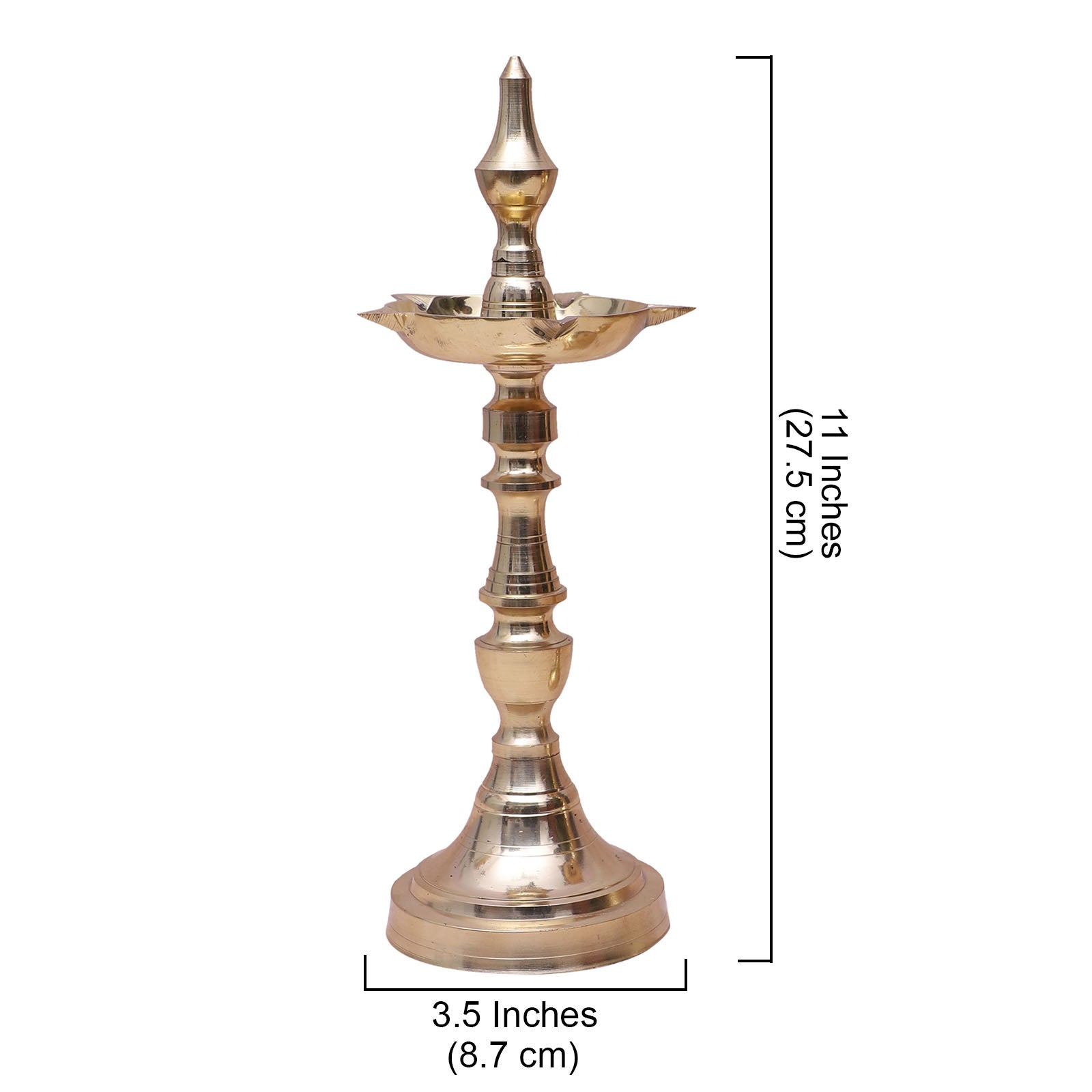 Brass 11 Inches Samai Diya, Brass Pooja Deepak Stand Pair, Brass Samai for Pooja