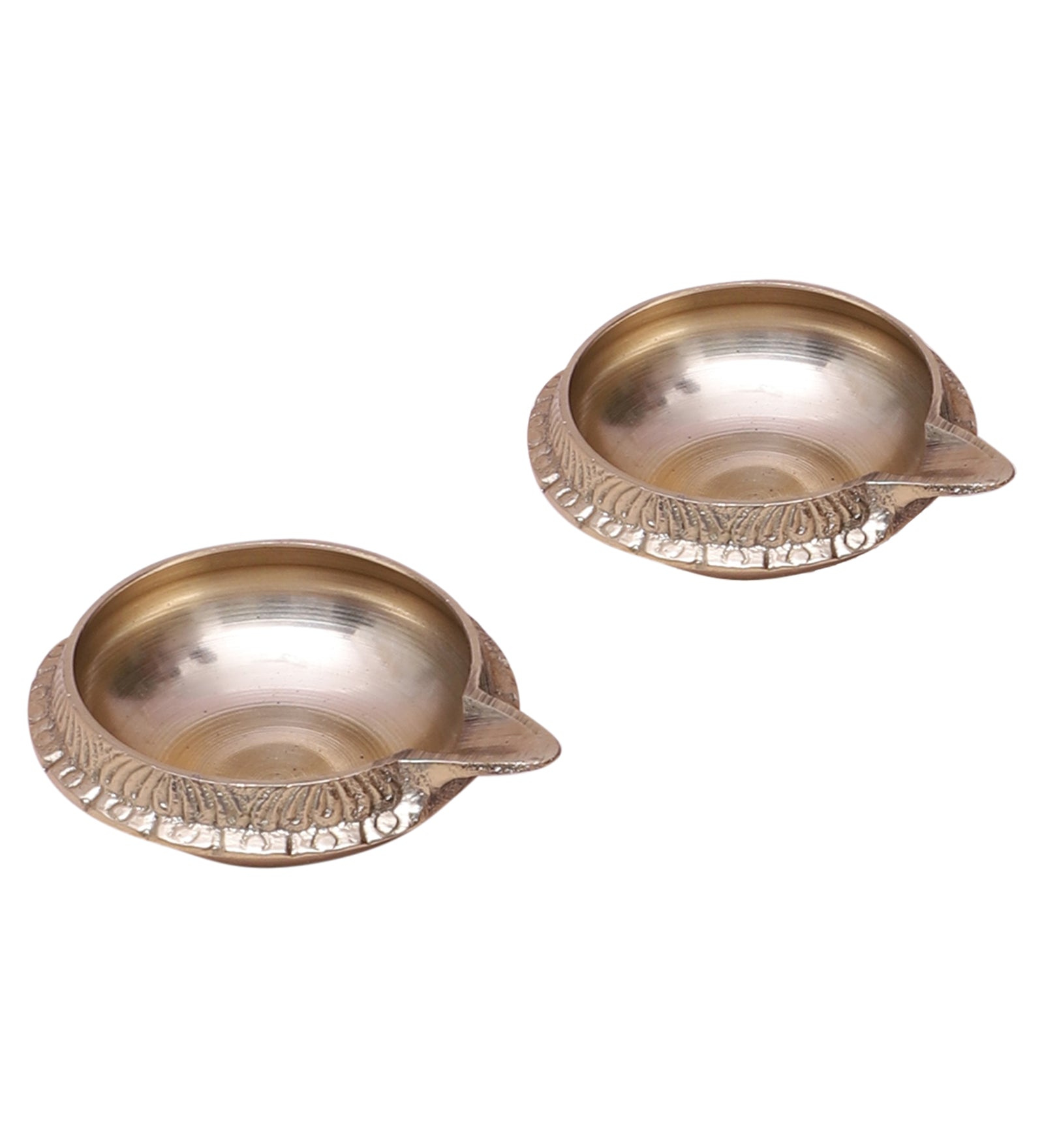 Brass Kuber Diya Set, Brass Diyas for Home Temple, Pack of 2