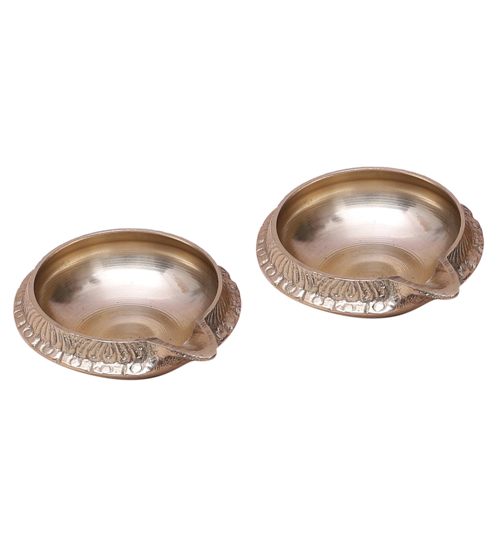 Brass Kuber Diya Set, Brass Diyas for Home Temple, Pack of 2