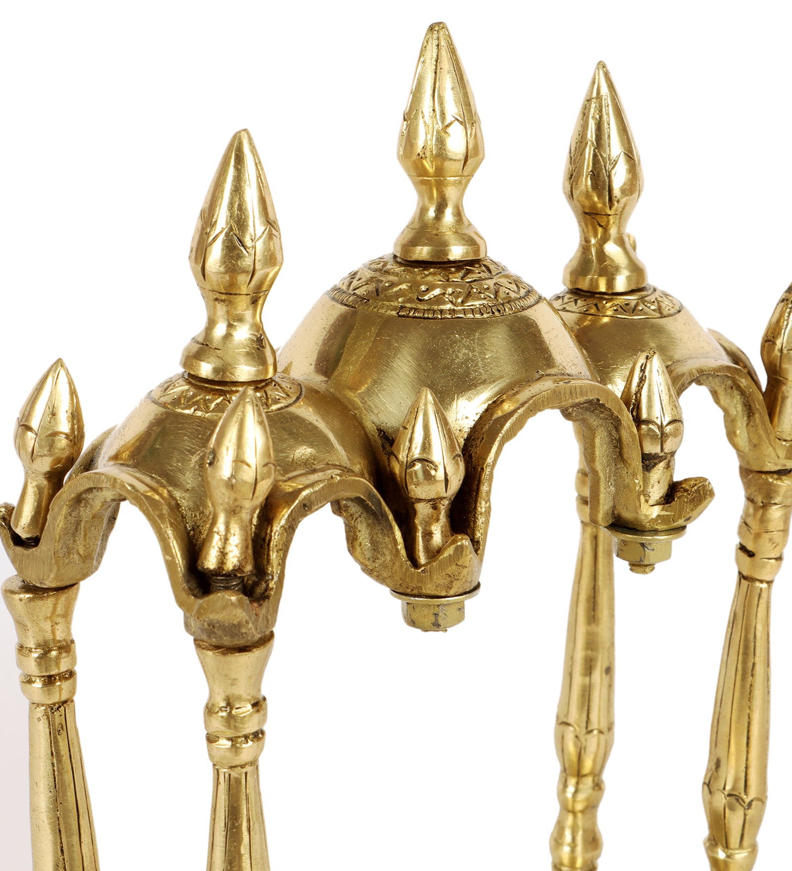 Brass 3 Domed Handcrafted Decor Temple, 11 Inches Brass Temple for Home