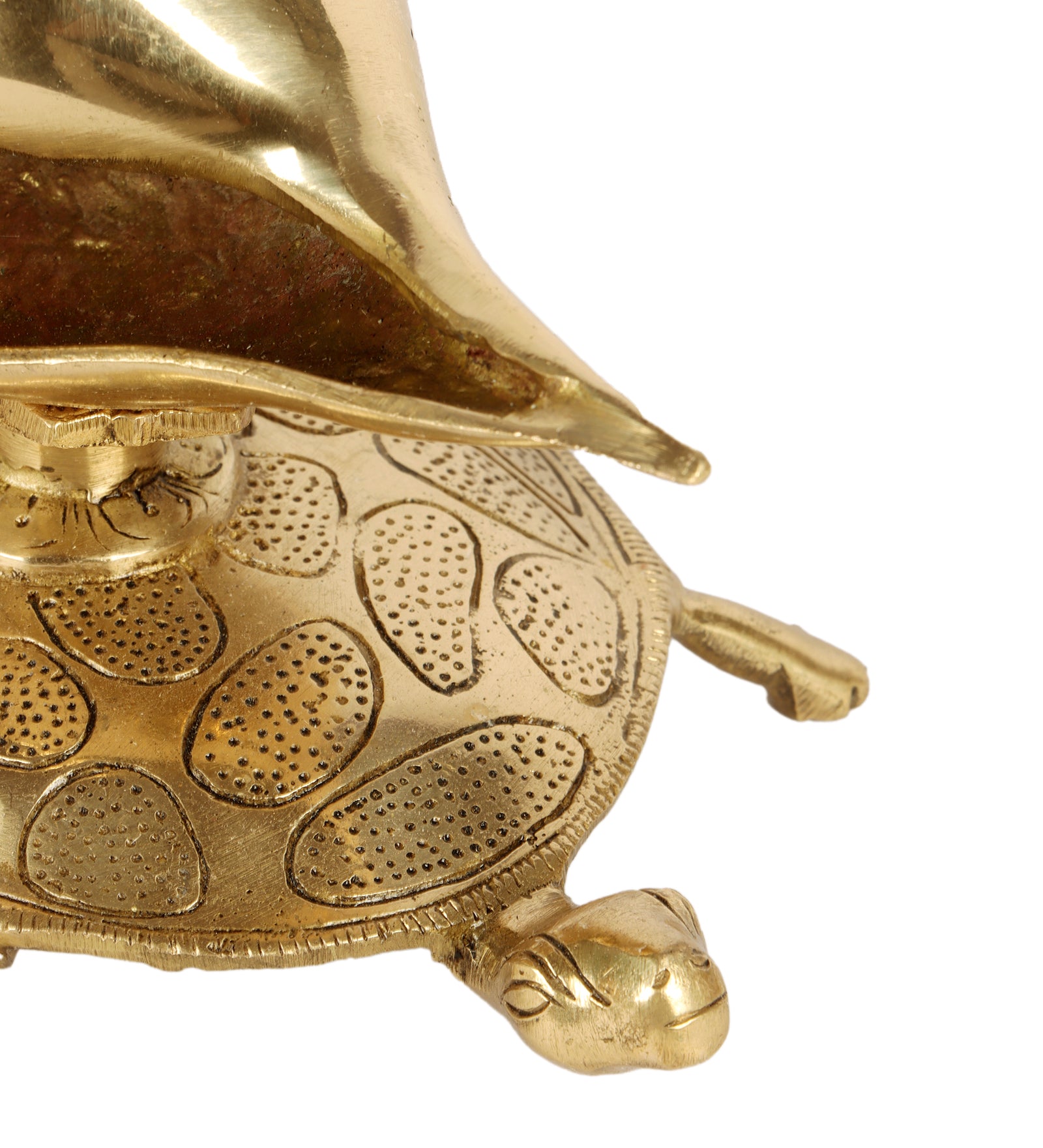 Brass Shankh Over Tortoise, Shankh Holder, Brass Feng Shui Tortoise, Brass Conch