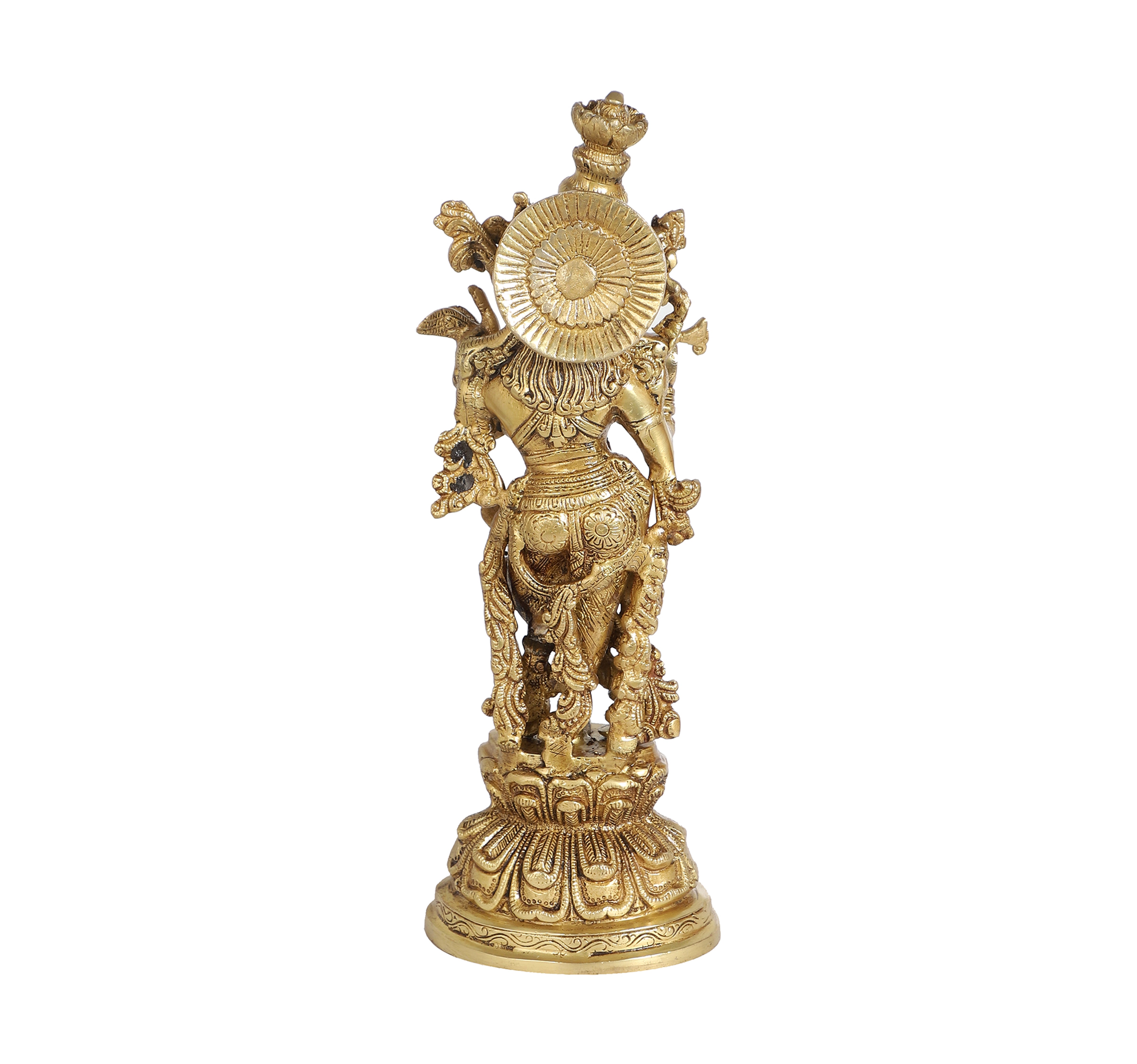 Brass 15 Inches Lord Krishna Statue, Brass Krishna Idol, Krishna Statue for Home Temple