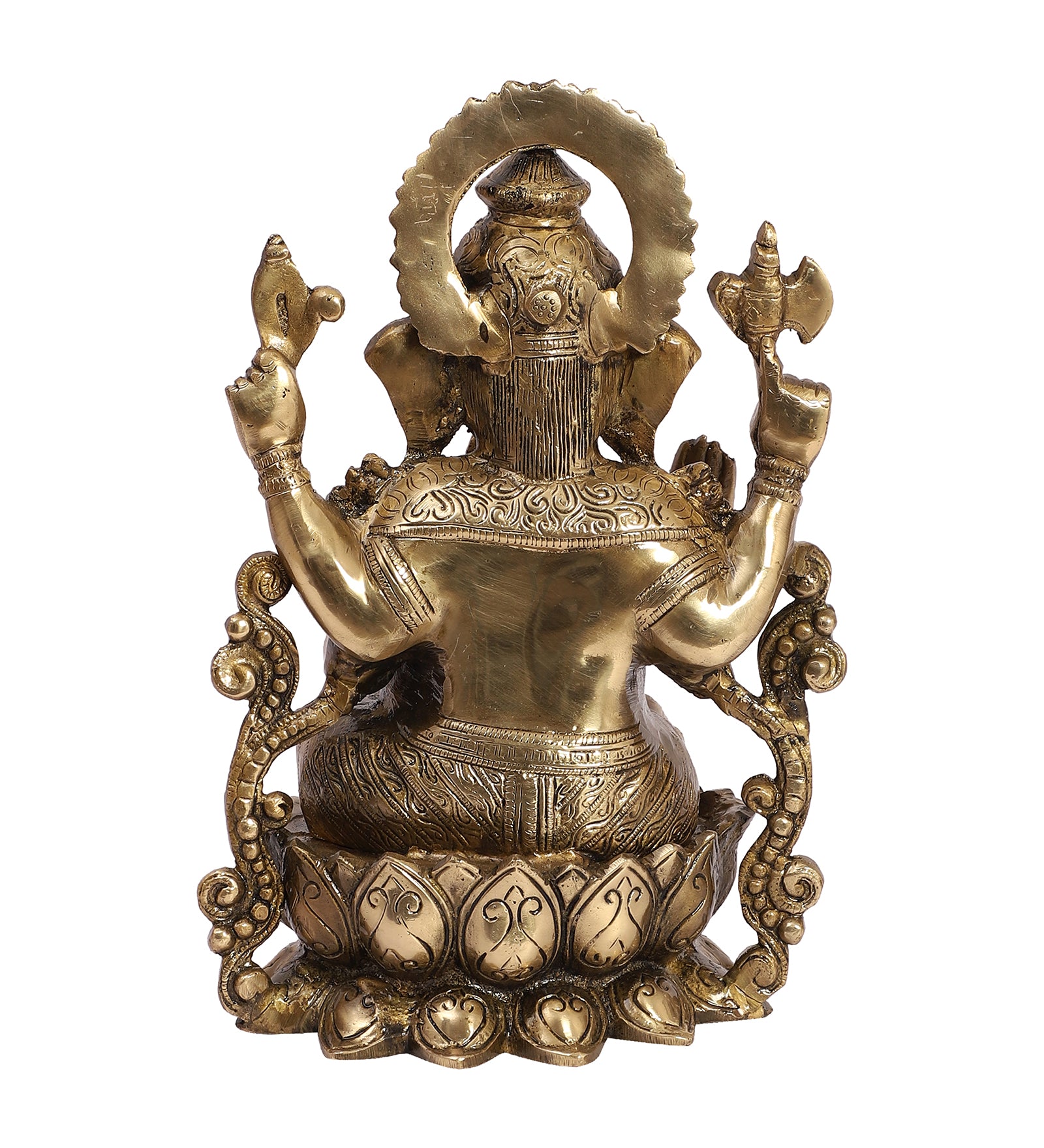 Brass 12 Inches Handcrafted Ganesha Statue, Brass Ganesha Idol, Ganesha Statue for Home/Temple